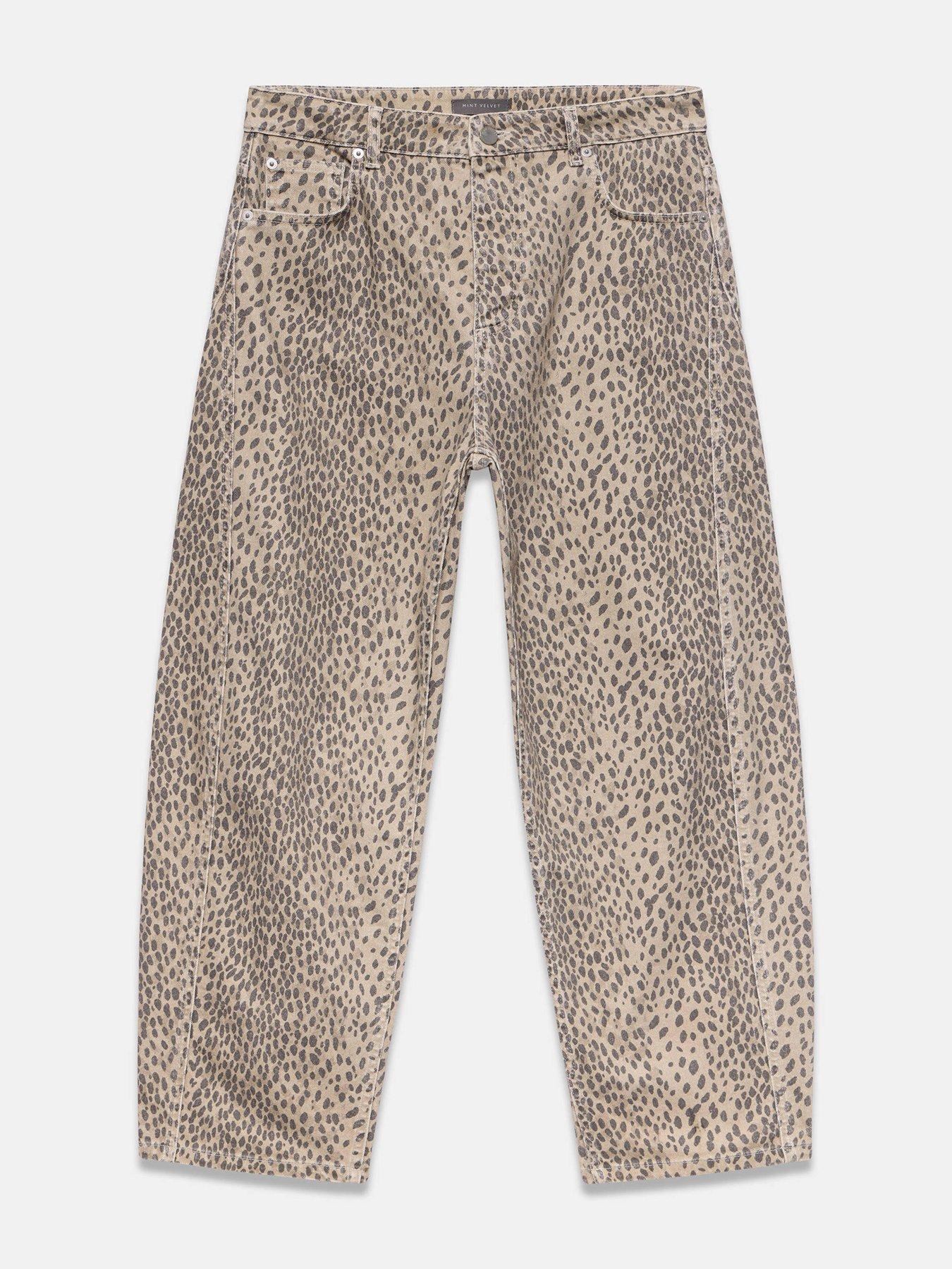 Image 5 of 6 of Mint Velvet Leopard Print Tapered Jean - Cream