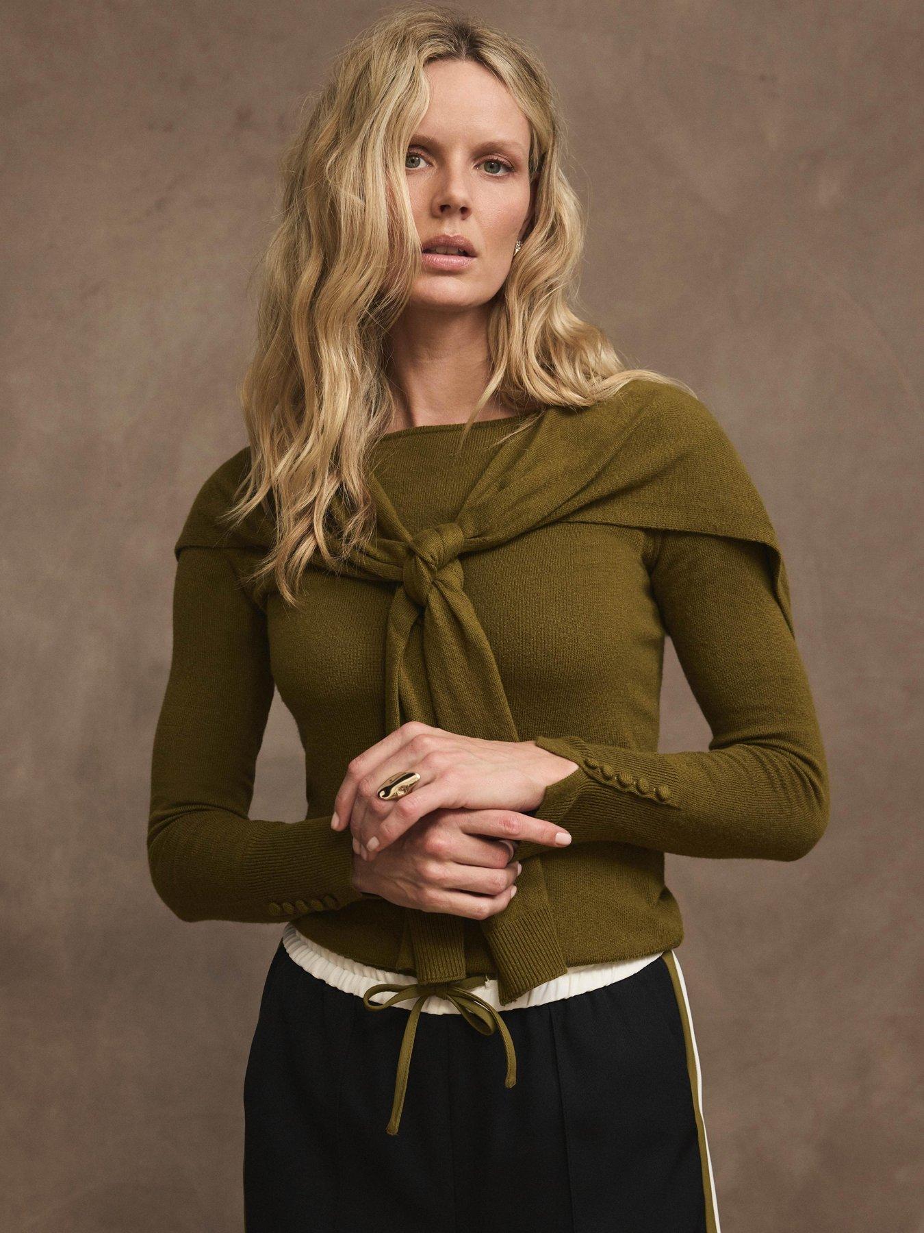 Mint Velvet Green Scarf Detail Jumper