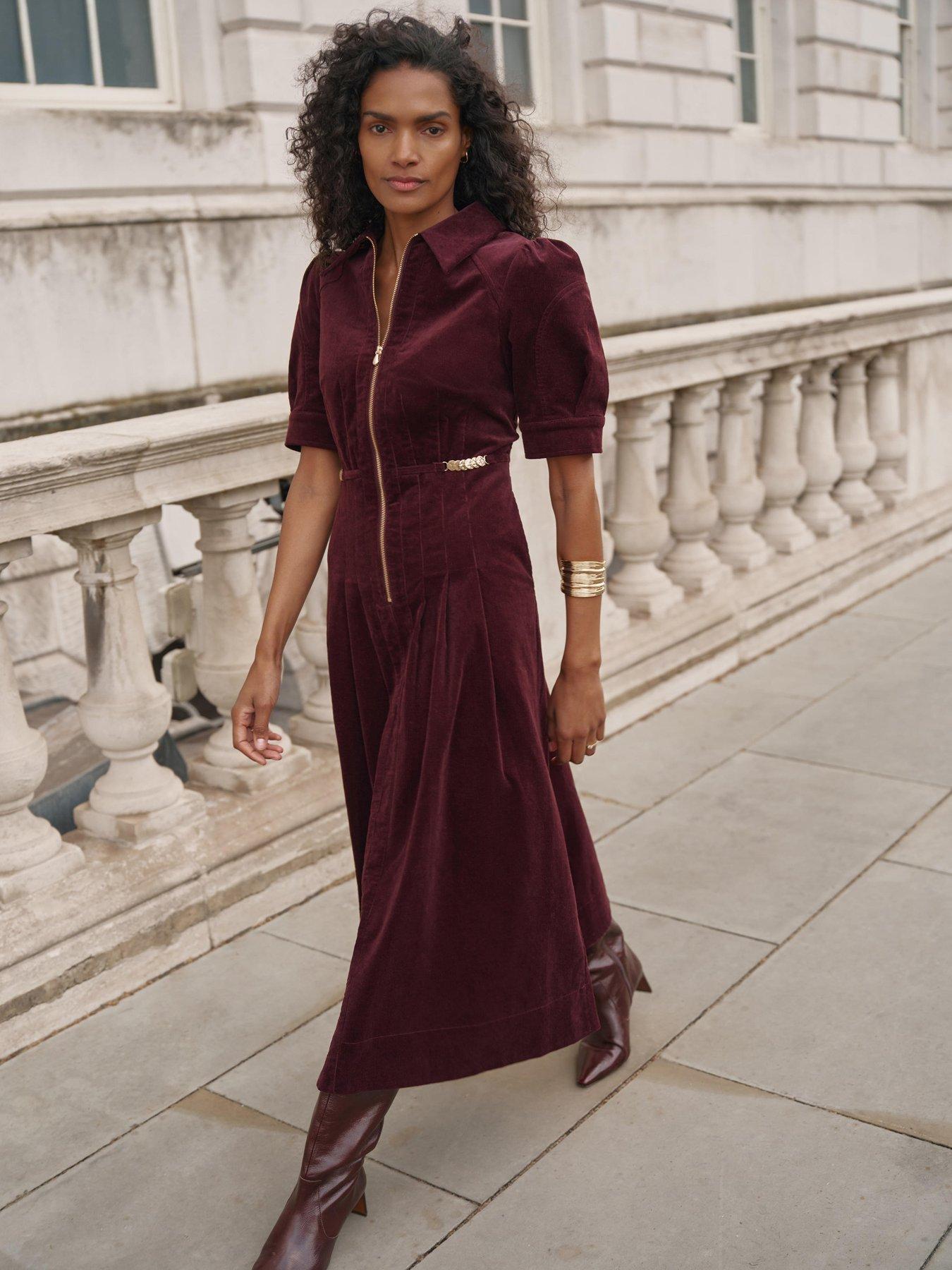 Mint Velvet Burgundy Cord Maxi Dress