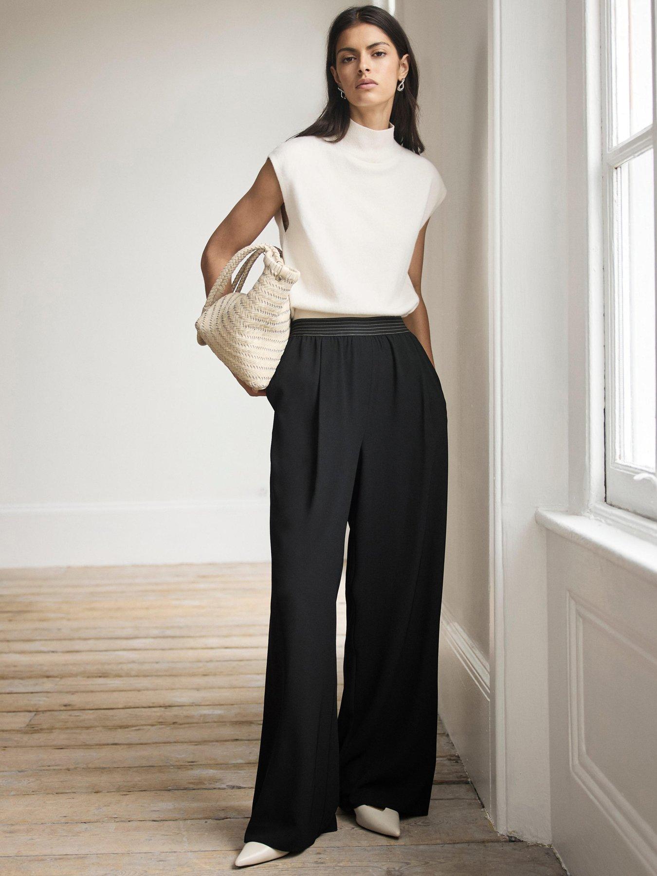Image 1 of 6 of Mint Velvet Waistband Trouser - Black