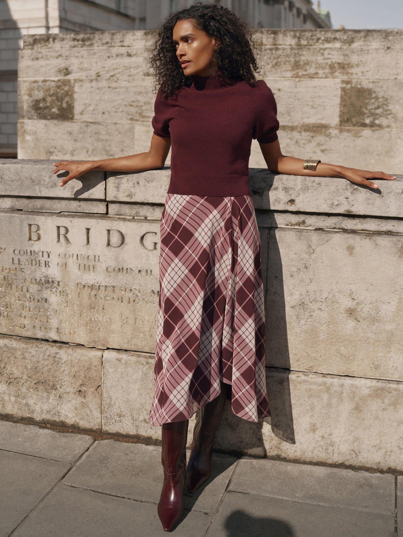Mint Velvet Check Layered Midi Dress