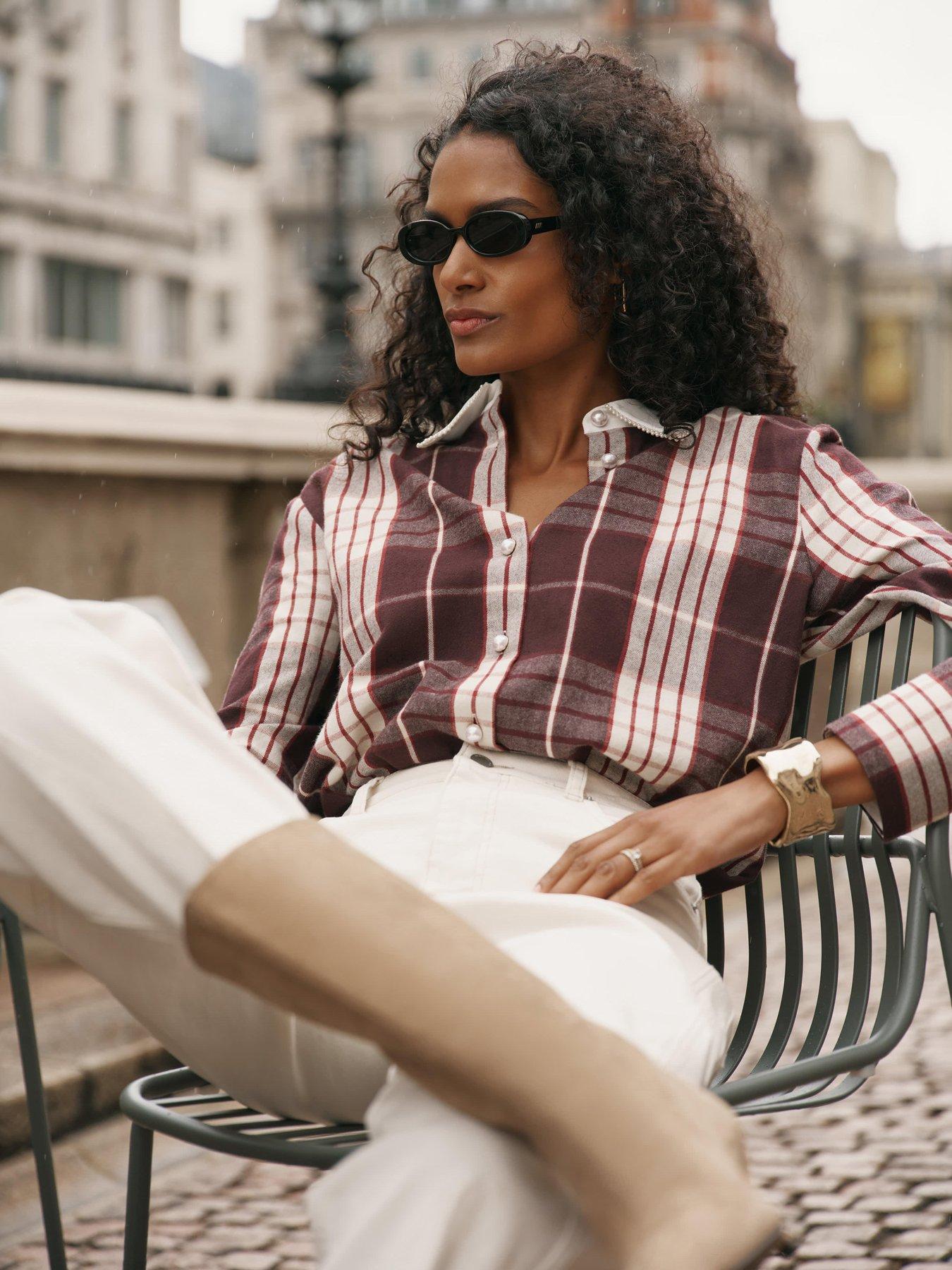 Image 2 of 6 of Mint Velvet Burgundy Check Shirt