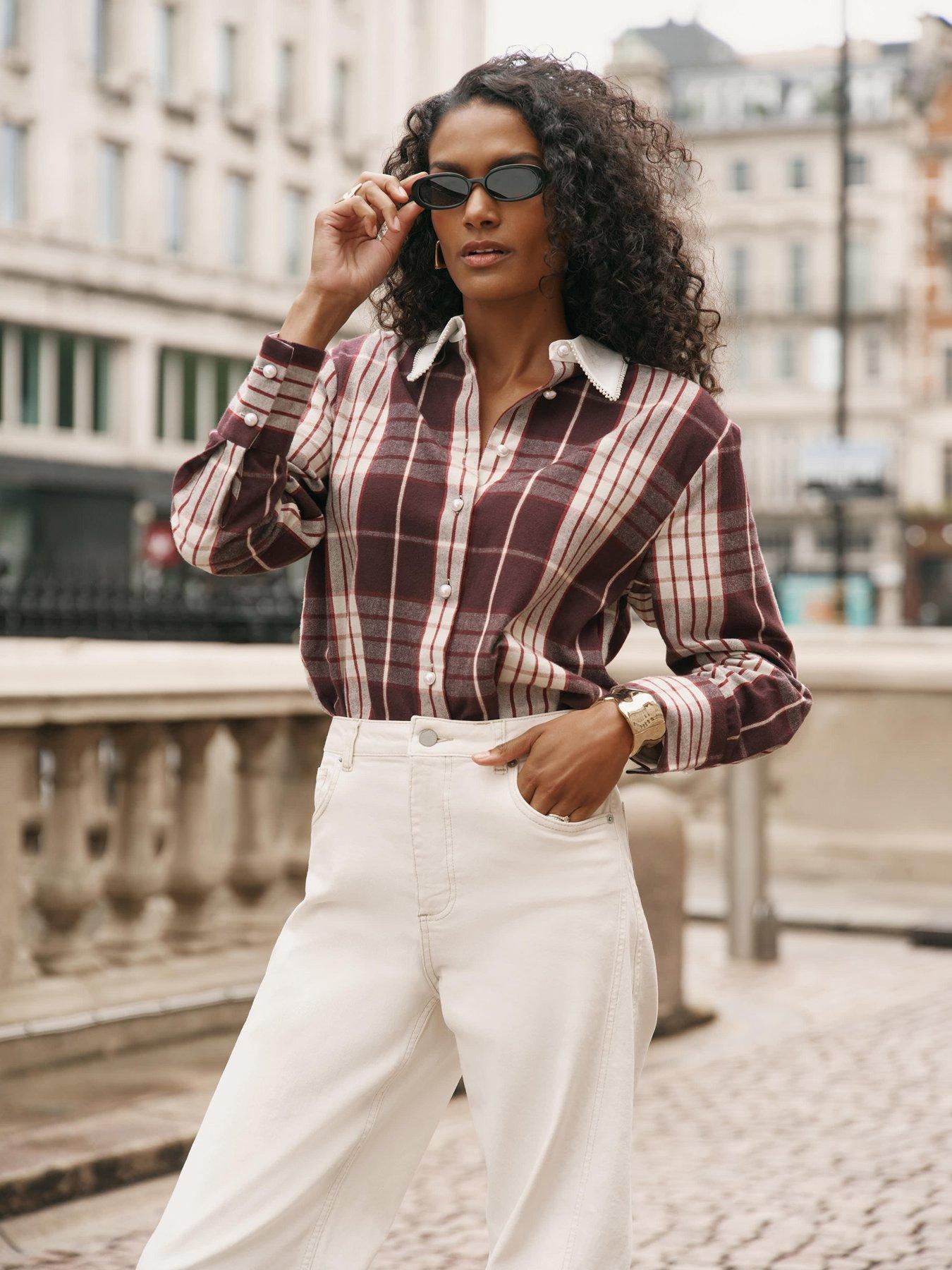 Image 3 of 6 of Mint Velvet Burgundy Check Shirt