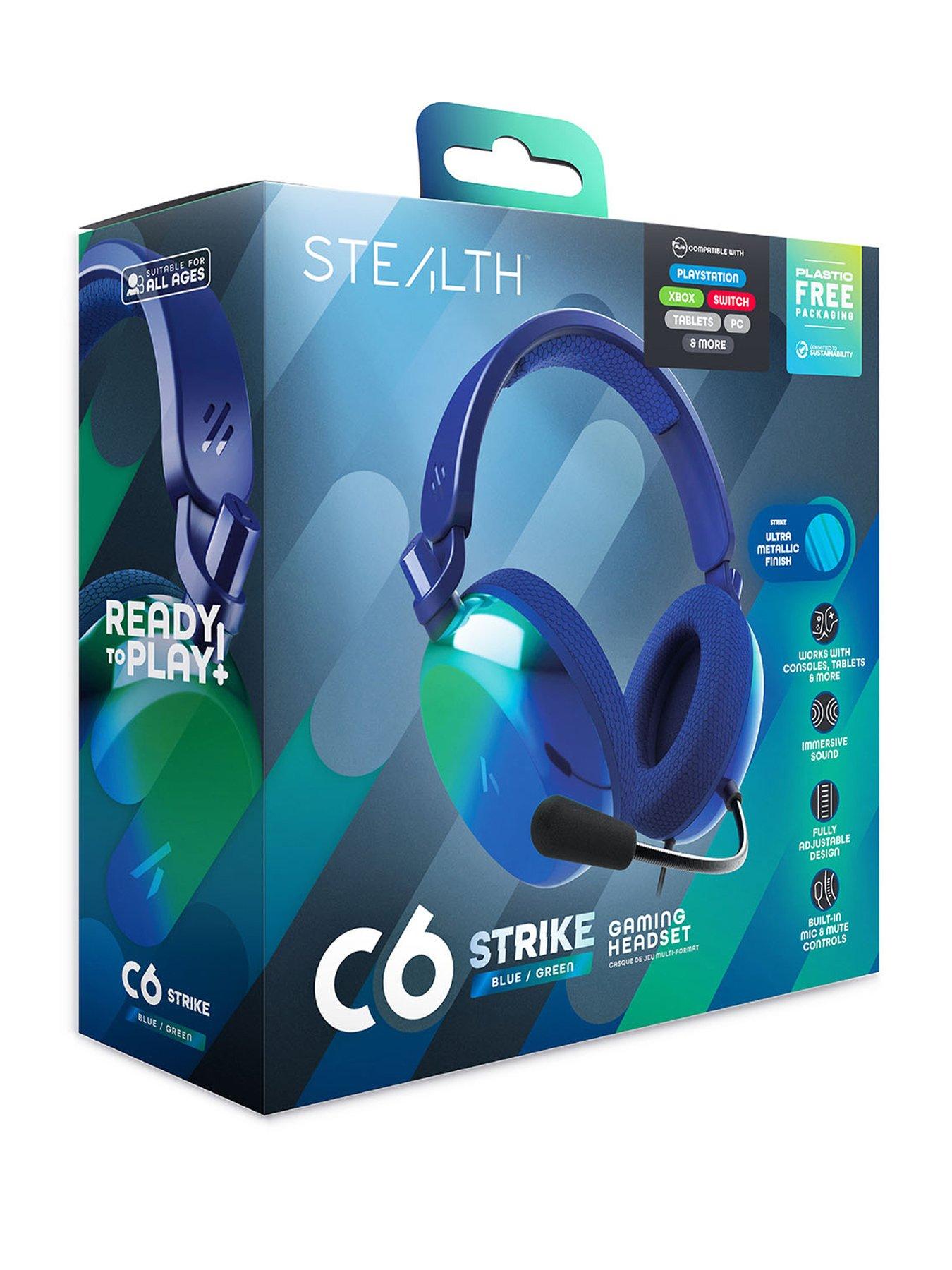 Image 2 of 7 of Stealth Stealth C6 STRIKE Gaming Headset for PS, XBOX, Switch, PC, Mobile and Tablet - Green/Blue