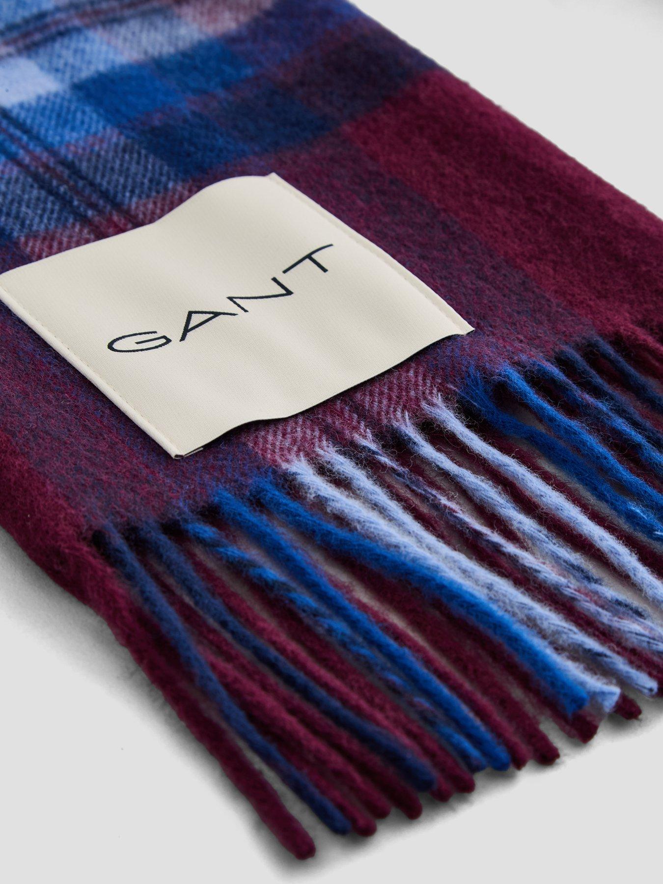 Image 3 of 4 of GANT Gant Tartan Check Wool Scarf - Red
