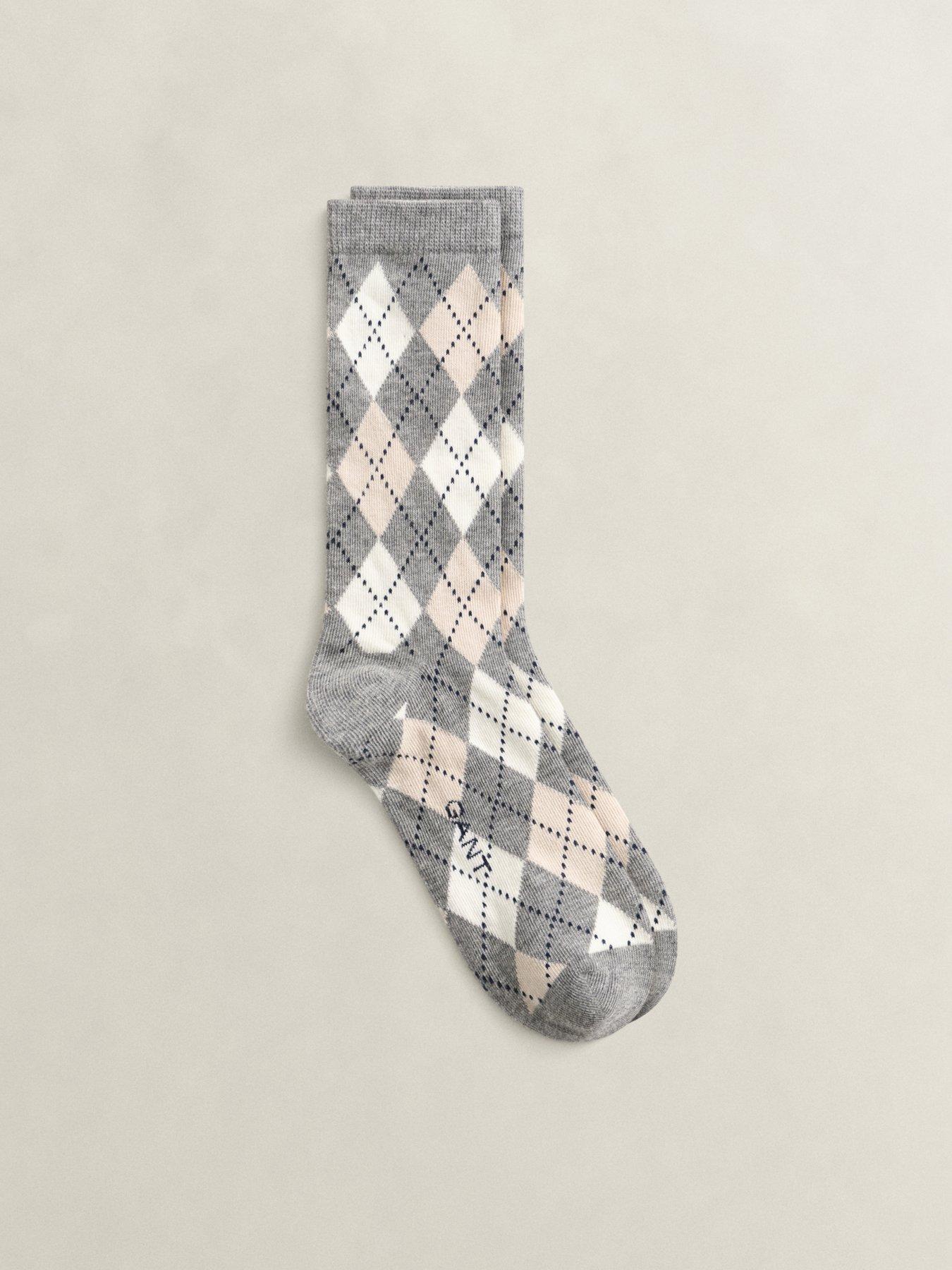Image 1 of 2 of GANT Womens Cotton-Rich Argyle Check Socks - Grey