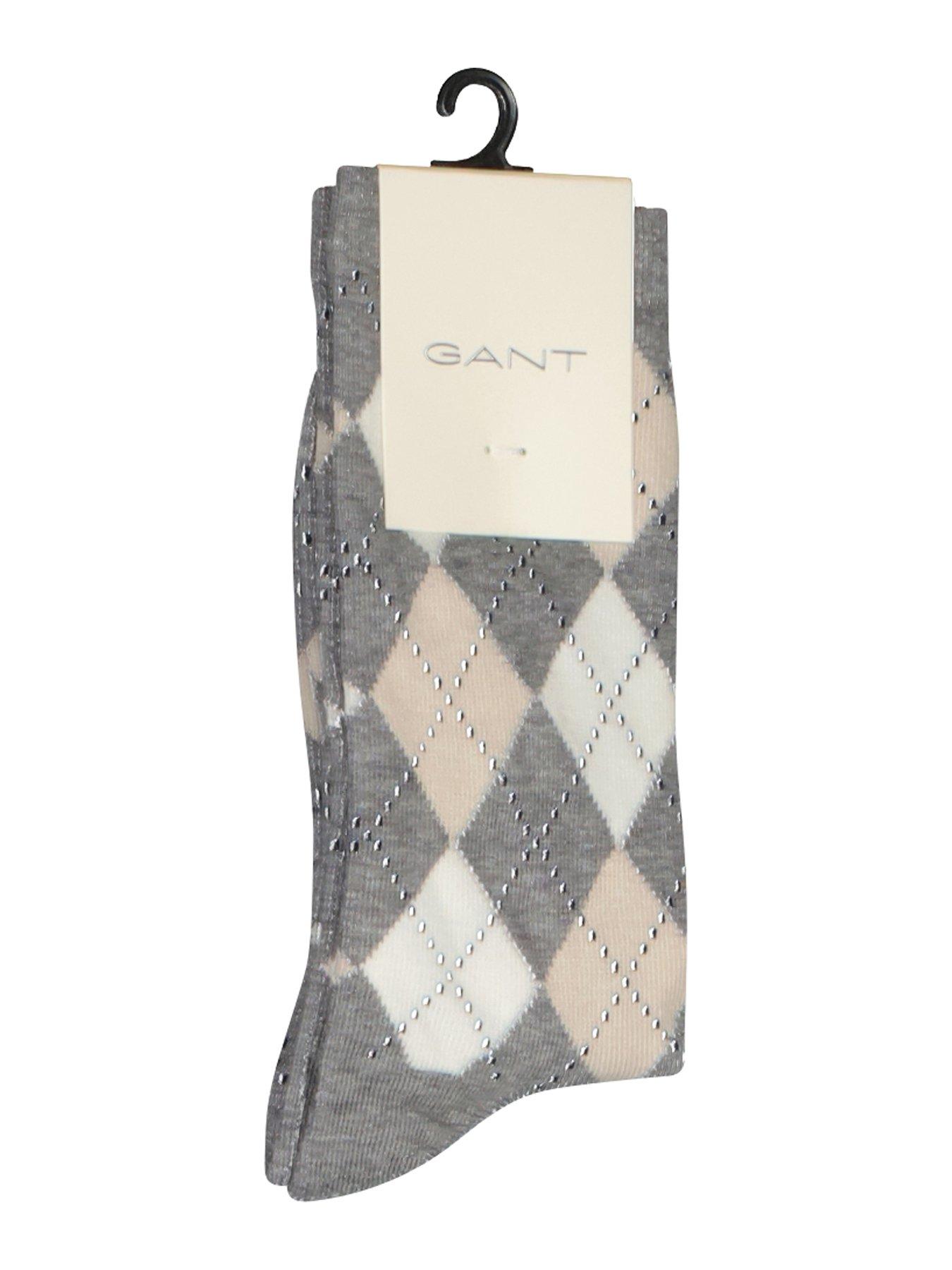 Image 2 of 2 of GANT Womens Cotton-Rich Argyle Check Socks - Grey