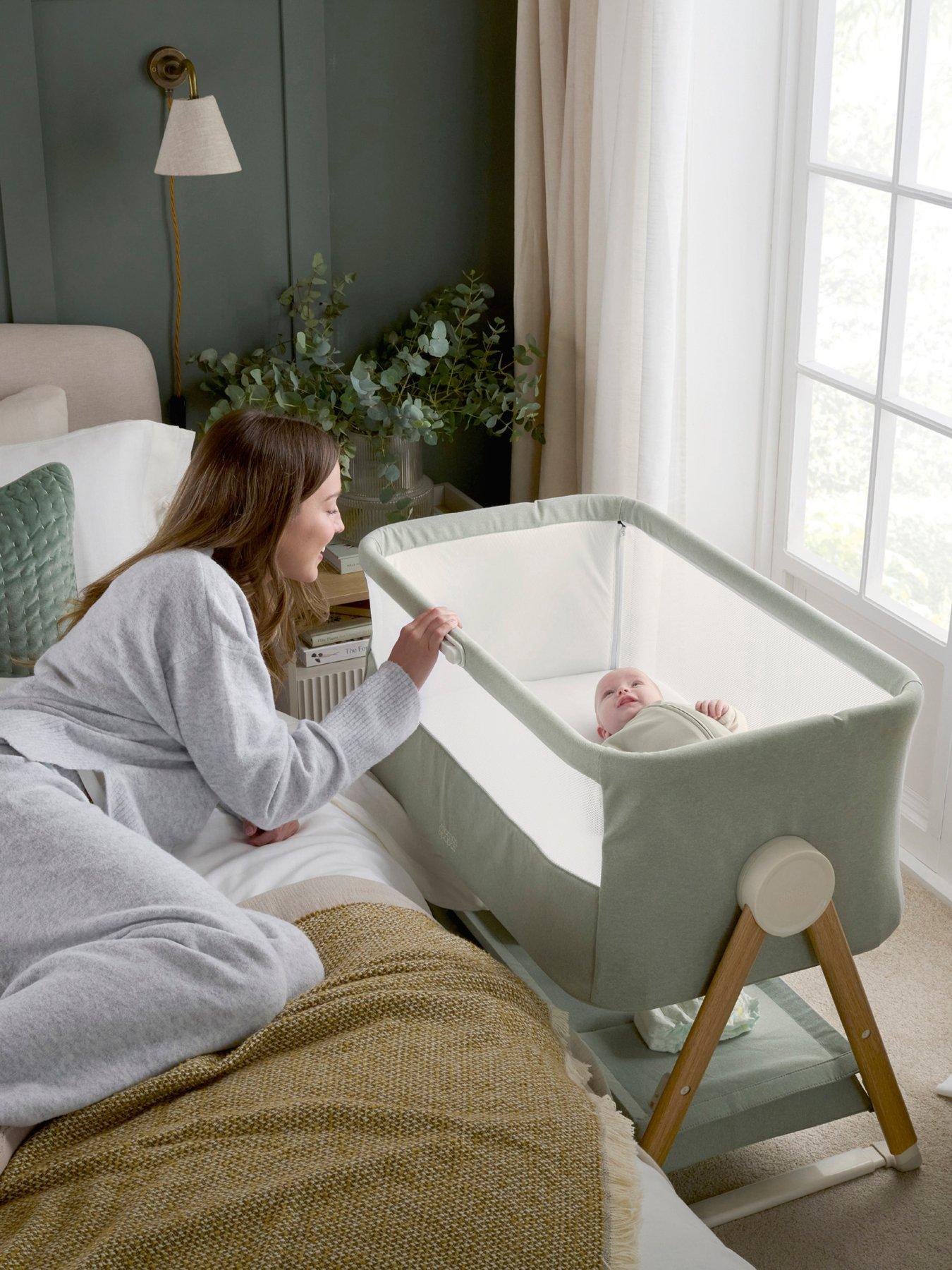 Image 1 of 7 of Mamas & Papas Lua Bedside Crib Sage