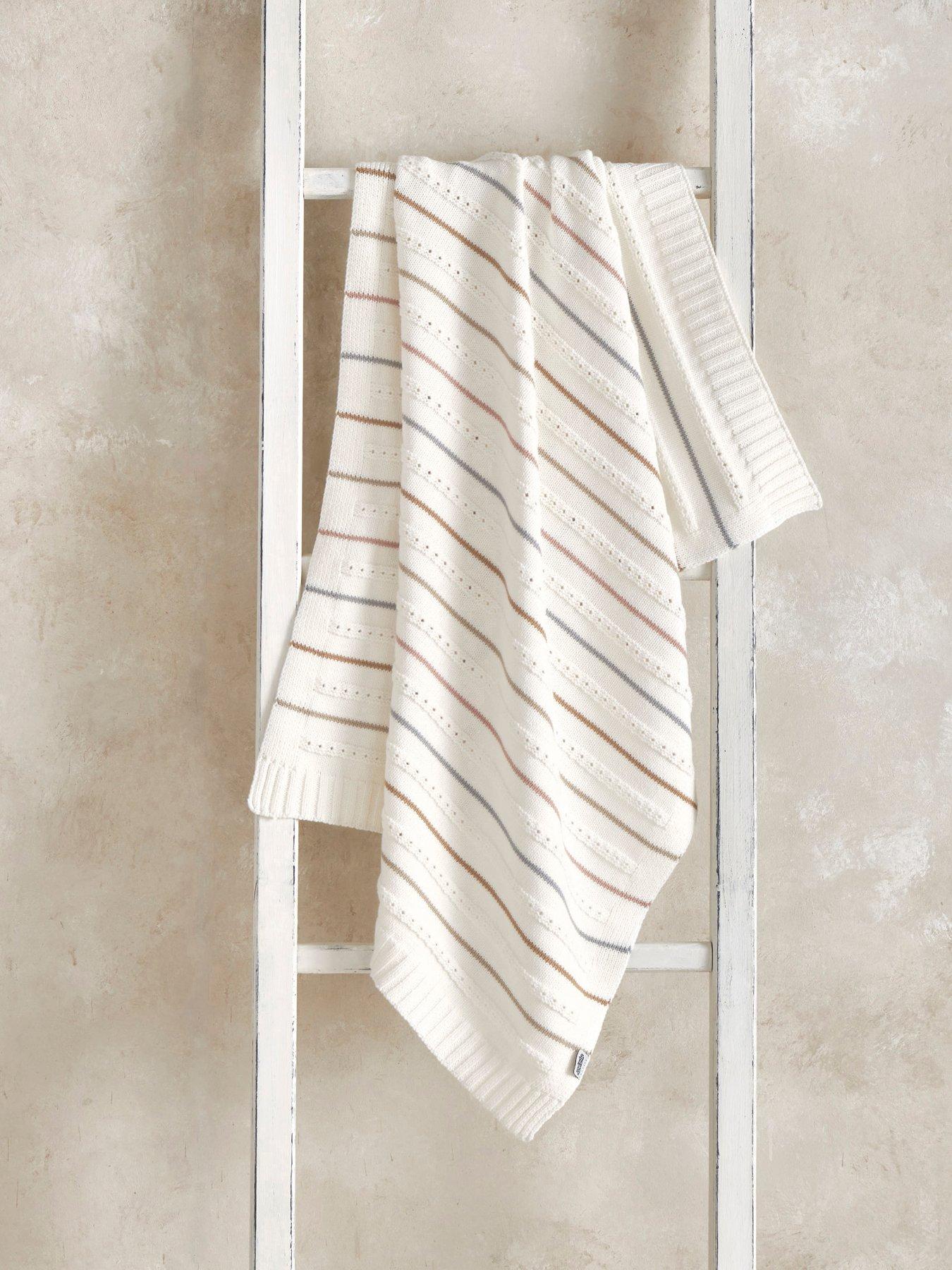 Image 1 of 4 of Mamas & Papas Knitted Blanket - Neutral Stripe