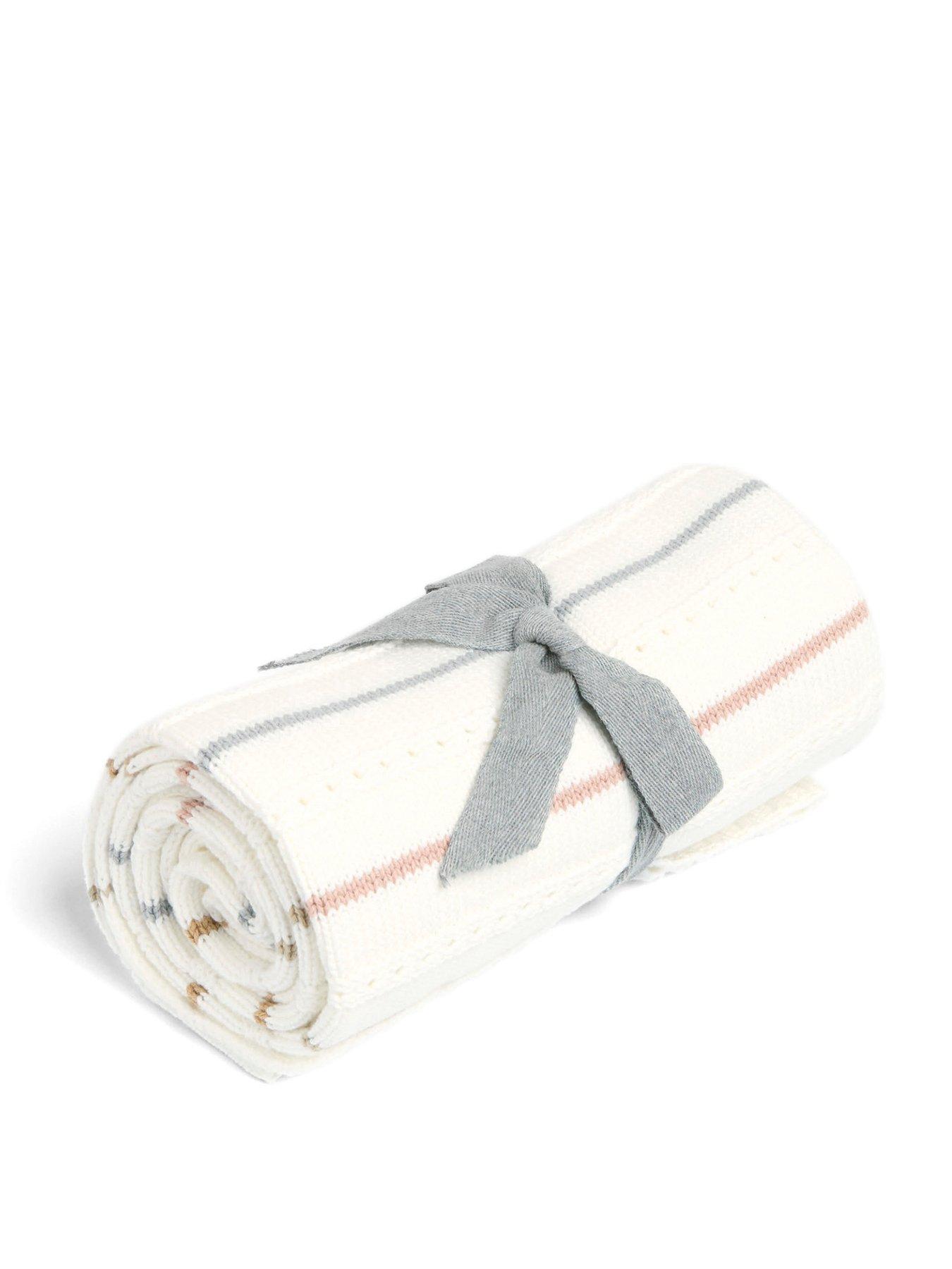 Image 2 of 4 of Mamas & Papas Knitted Blanket - Neutral Stripe