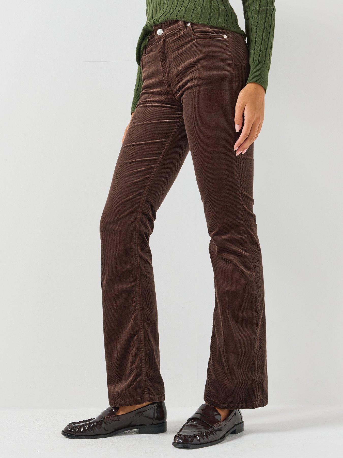 Image 1 of 6 of GANT Womens Corduroy Flare Stretch Jeans - Brown