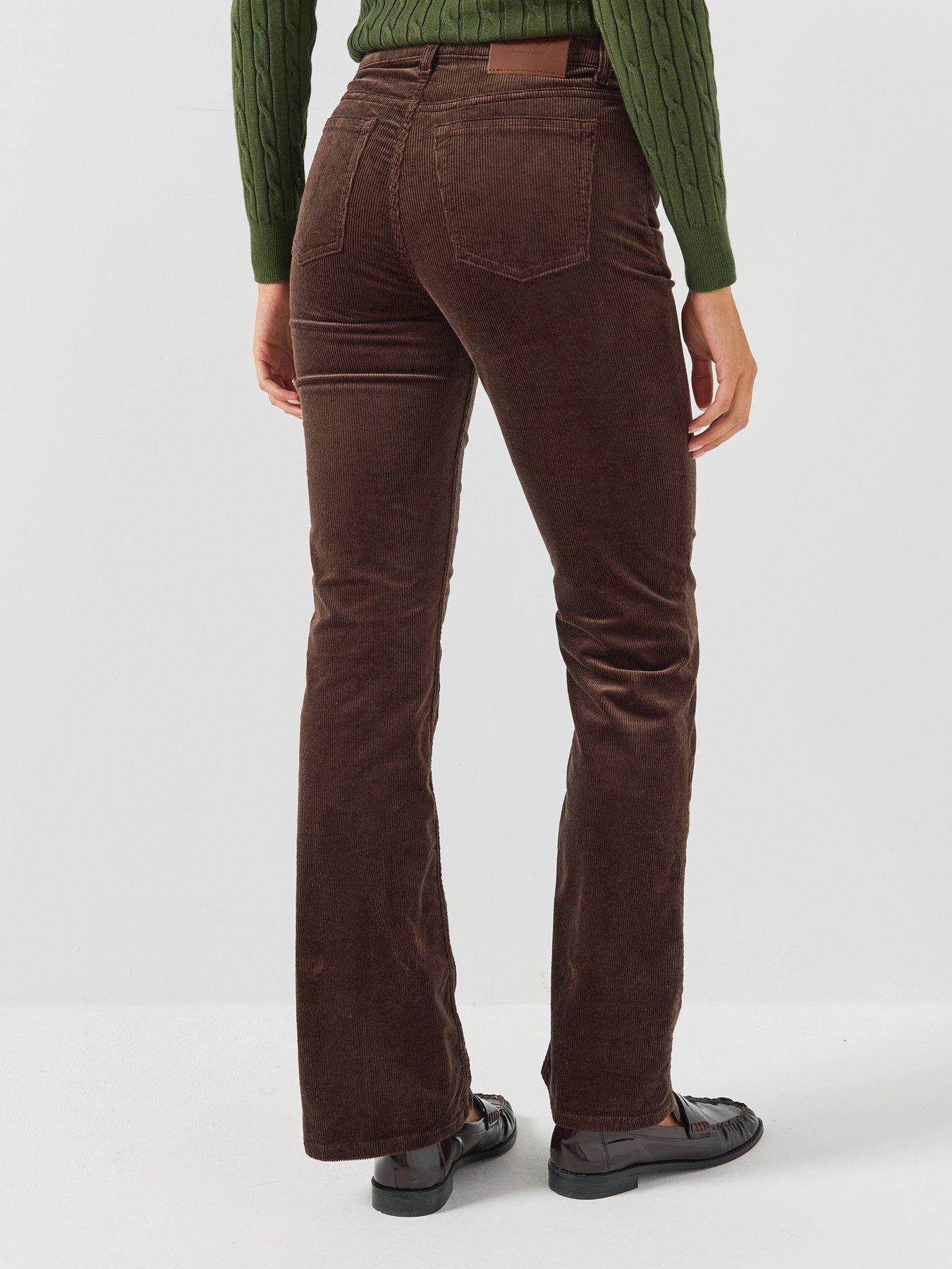 Image 2 of 6 of GANT Womens Corduroy Flare Stretch Jeans - Brown