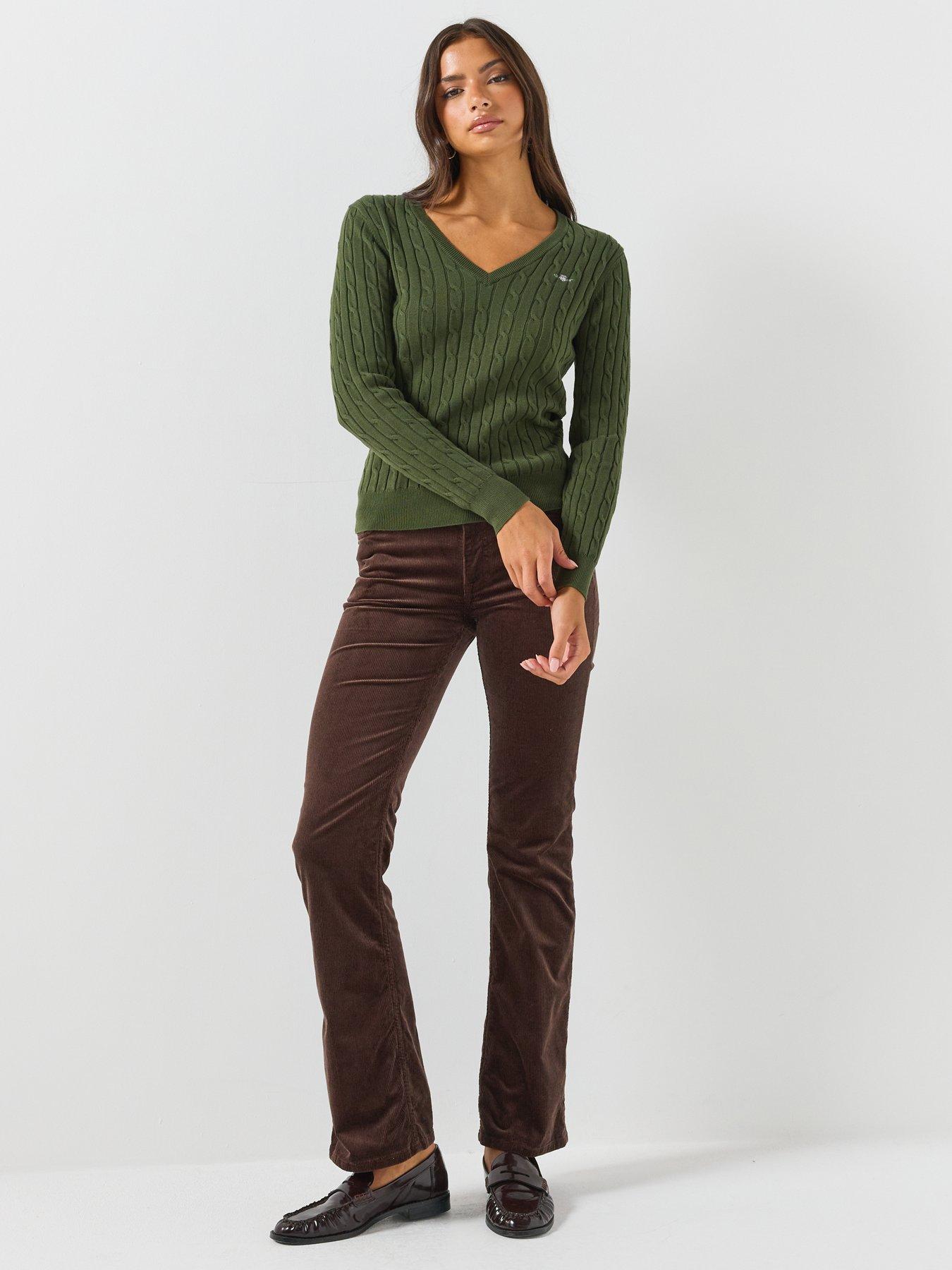 Image 3 of 6 of GANT Womens Corduroy Flare Stretch Jeans - Brown