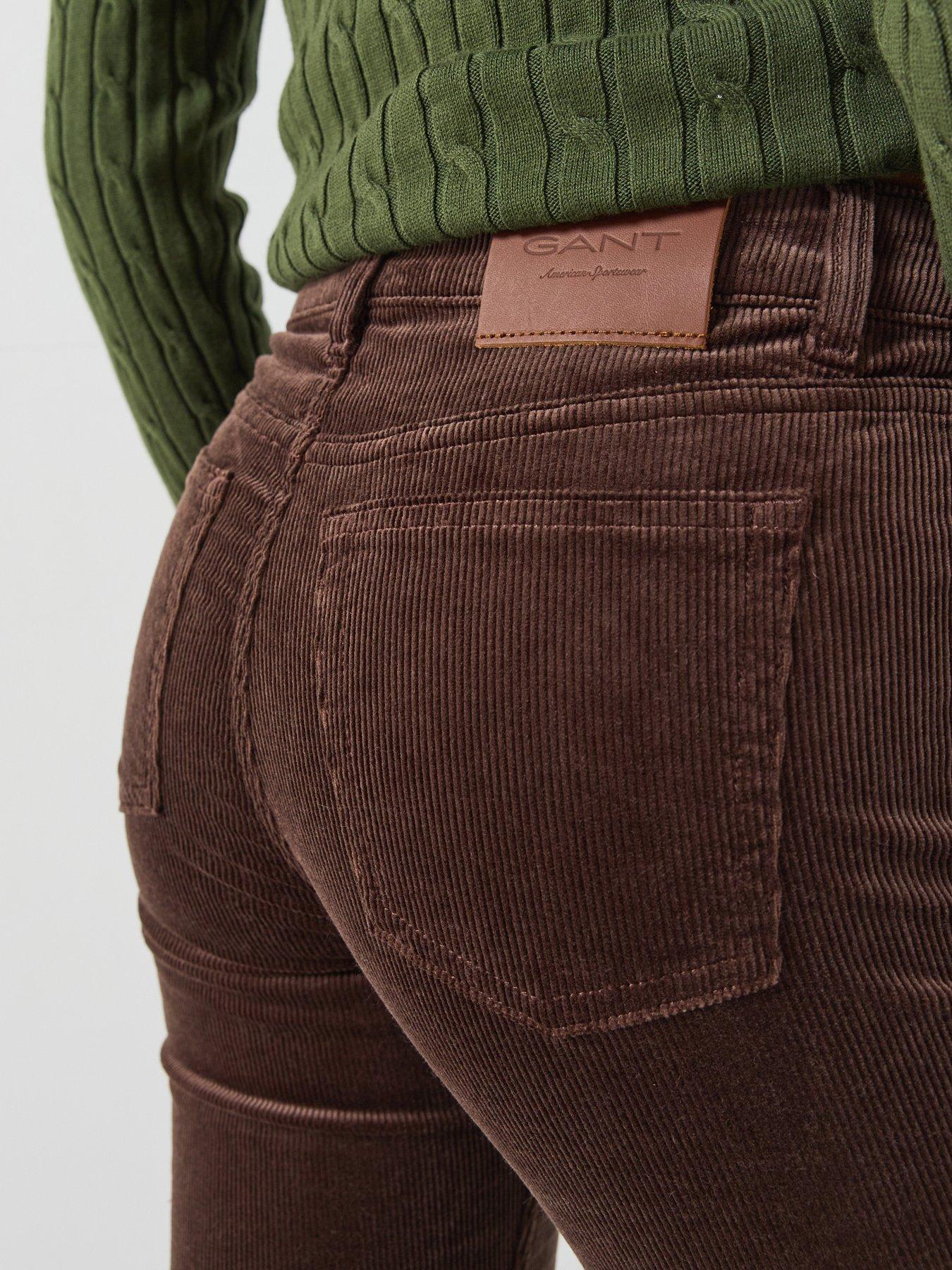 Image 4 of 6 of GANT Womens Corduroy Flare Stretch Jeans - Brown