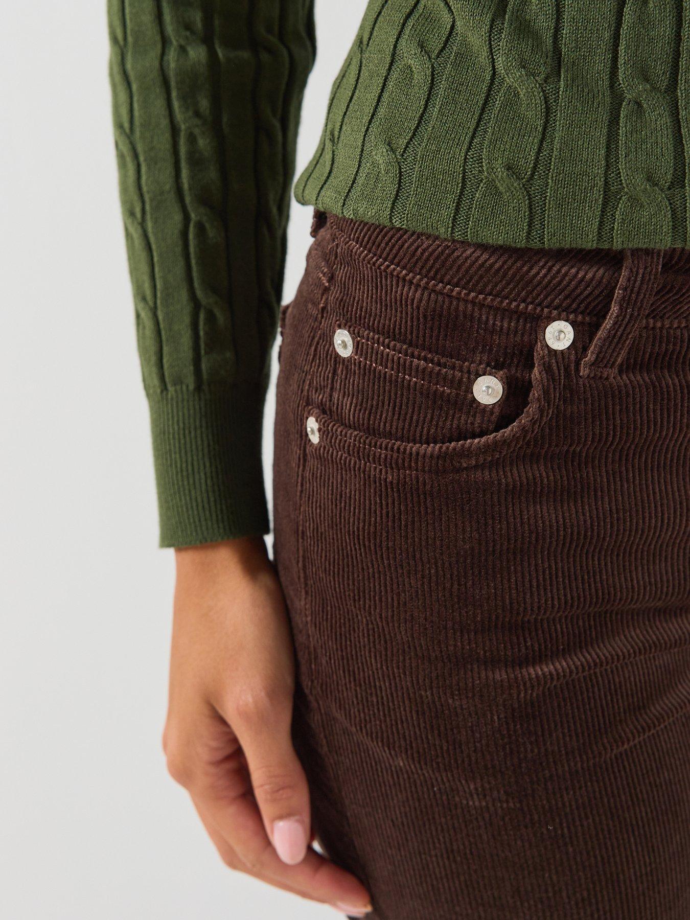 Image 6 of 6 of GANT Womens Corduroy Flare Stretch Jeans - Brown