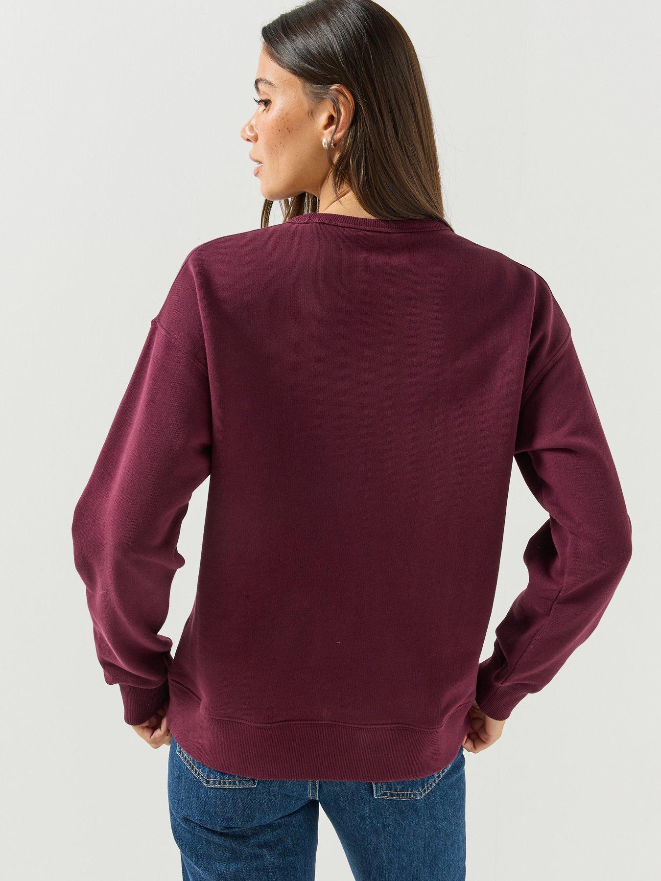 Image 2 of 5 of GANT Womens Graphic Chest Print Crew Neck Sweatshirt - Red