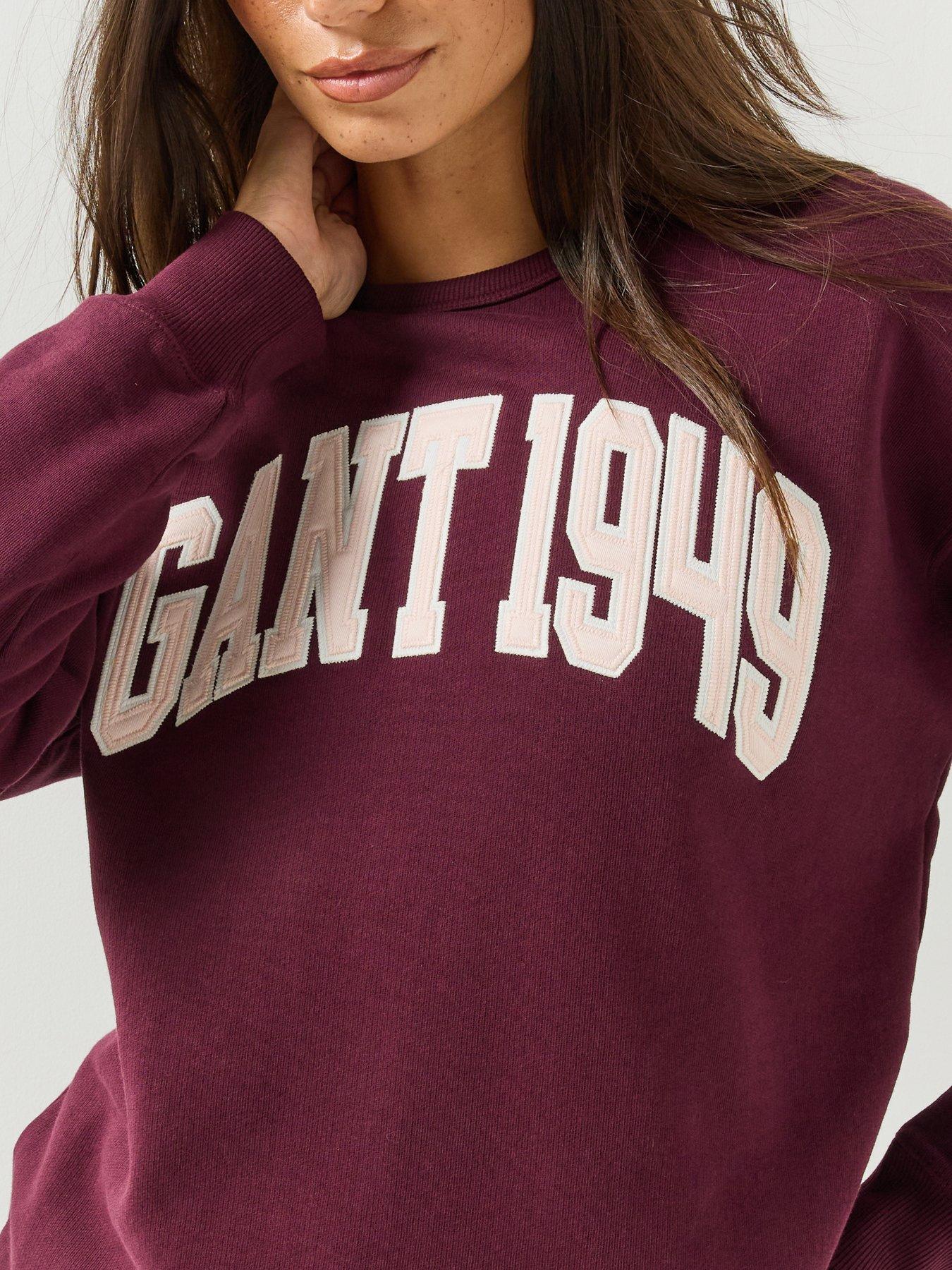 Image 4 of 5 of GANT Womens Graphic Chest Print Crew Neck Sweatshirt - Red