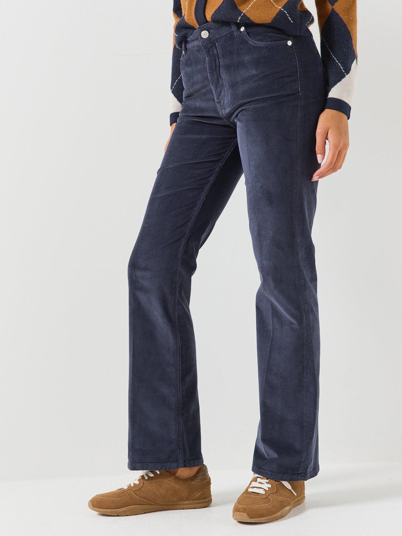 Image 1 of 6 of GANT Womens Corduroy Slim Flare Jeans - Blue