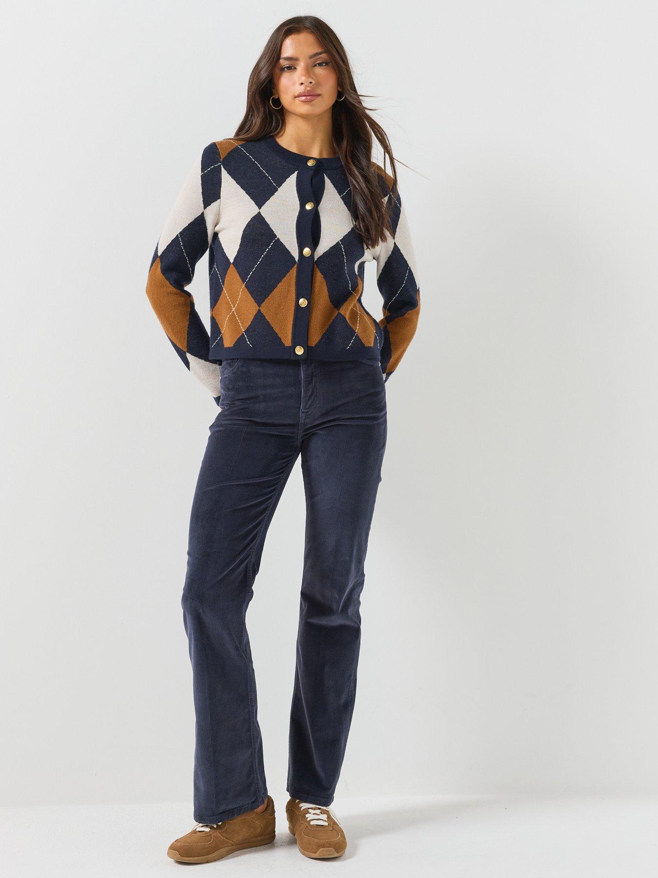 Image 3 of 6 of GANT Womens Corduroy Slim Flare Jeans - Blue