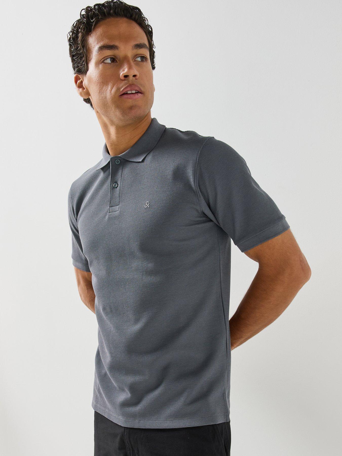Image 1 of 6 of Jack & Jones Mens Stretch Pique Polo Shirt - Dark Grey