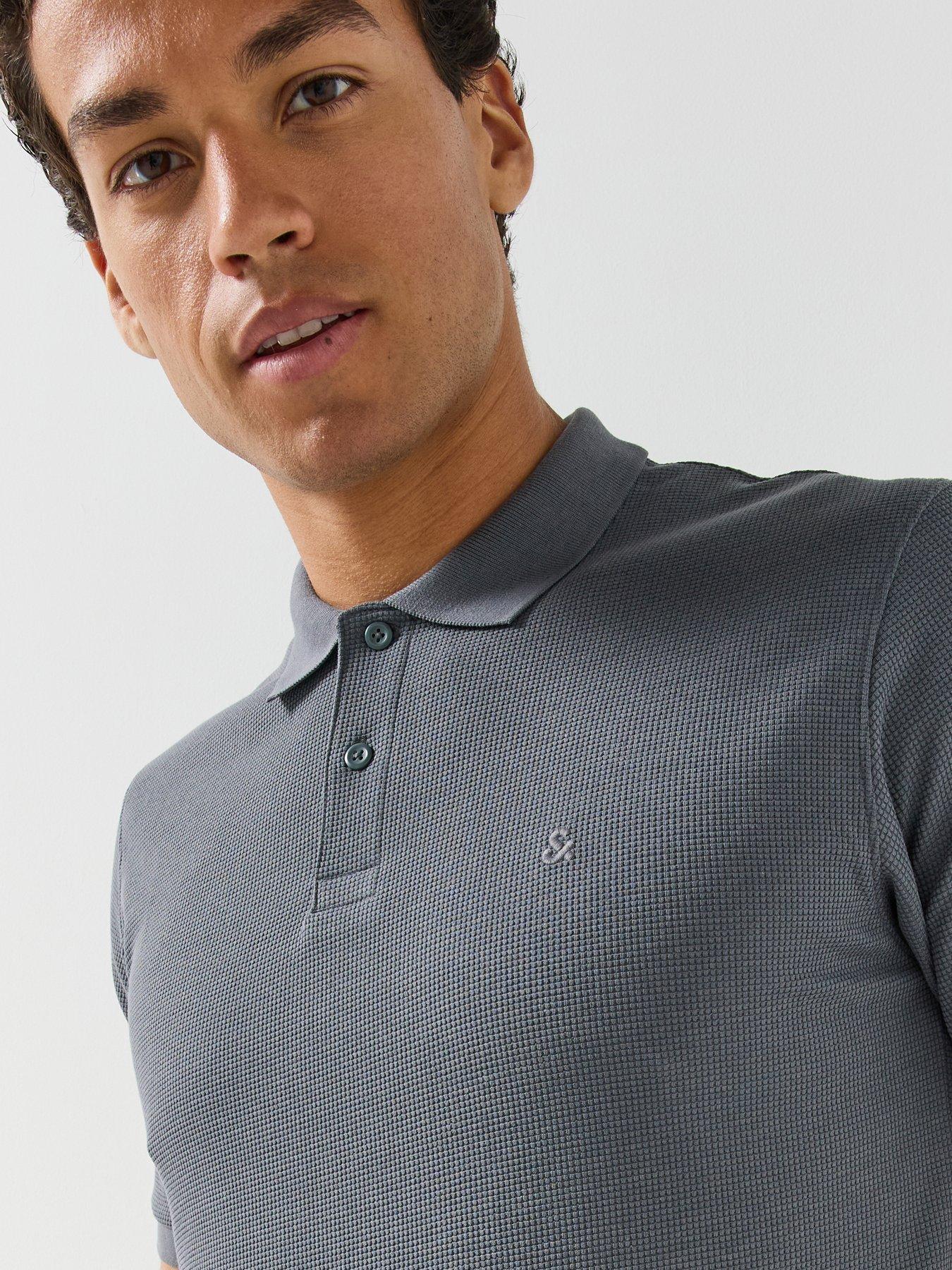 Image 5 of 6 of Jack & Jones Mens Stretch Pique Polo Shirt - Dark Grey