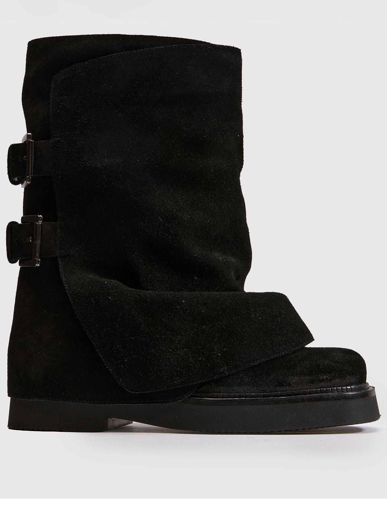 Image 1 of 4 of Schuh Denim Suede Buckle Skirt Boot
