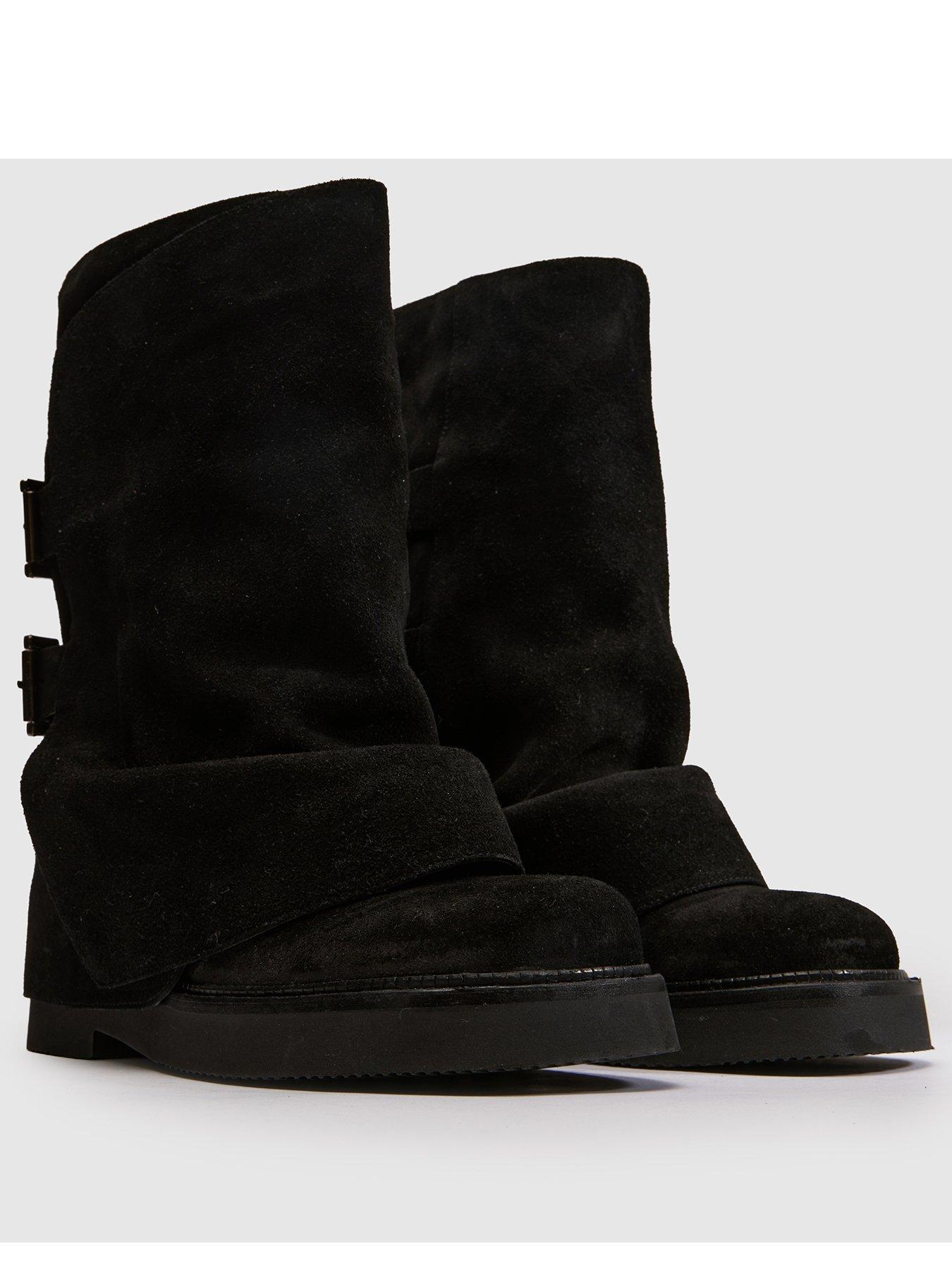 Image 2 of 4 of Schuh Denim Suede Buckle Skirt Boot