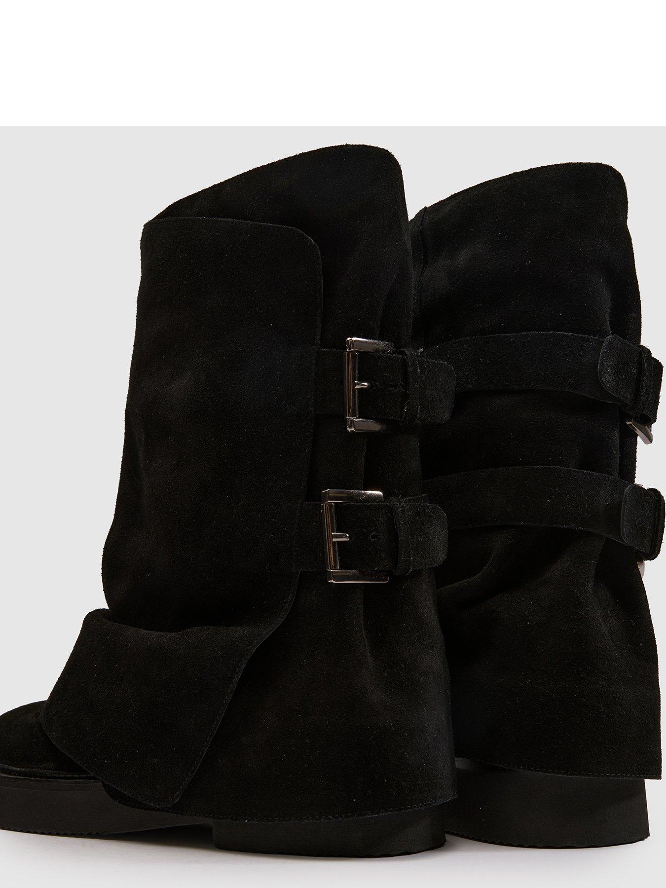 Image 4 of 4 of Schuh Denim Suede Buckle Skirt Boot