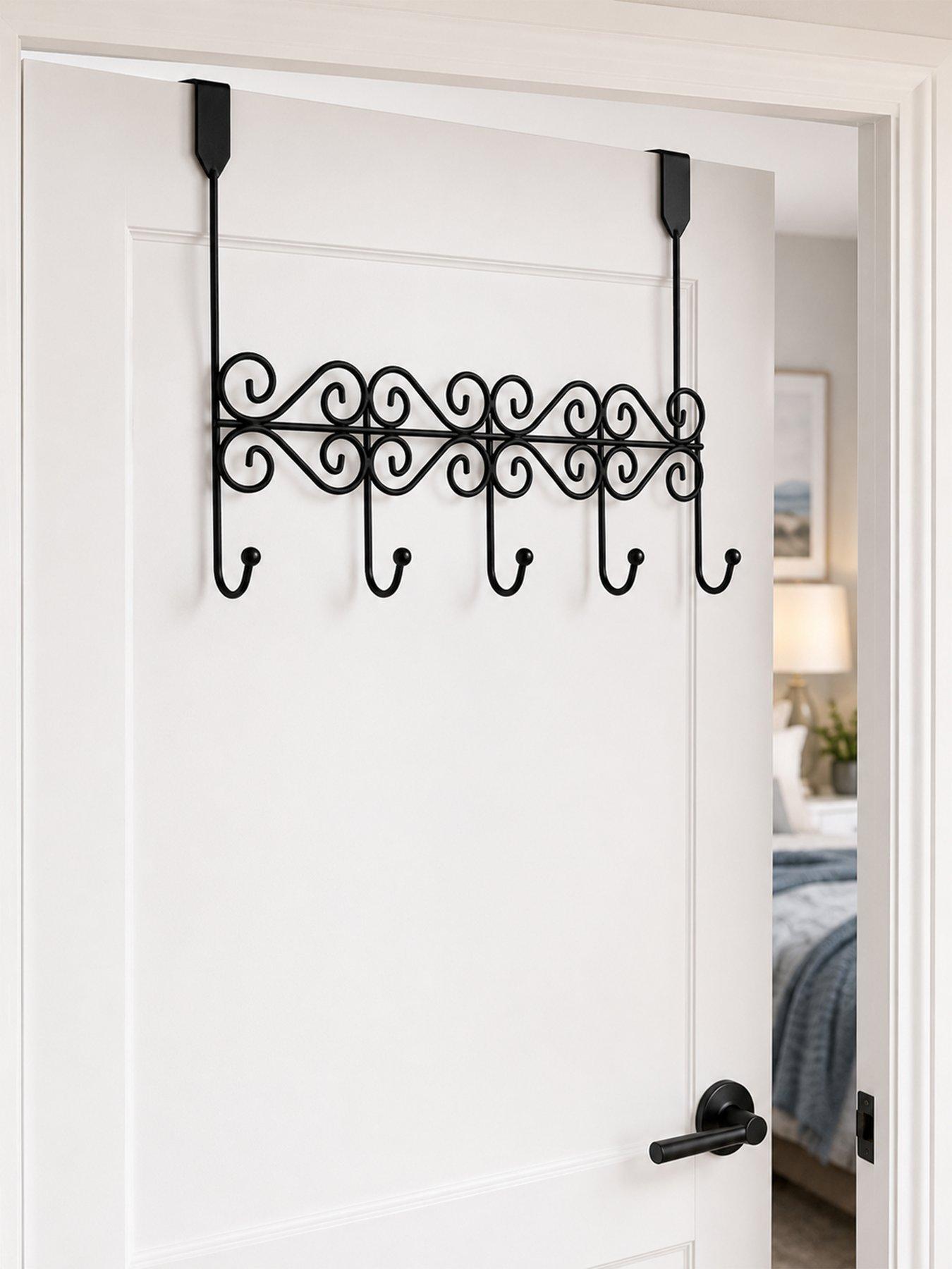 Image 1 of 3 of Showerdrape Showerdrape Swirls Black Over Door Storage Hooks