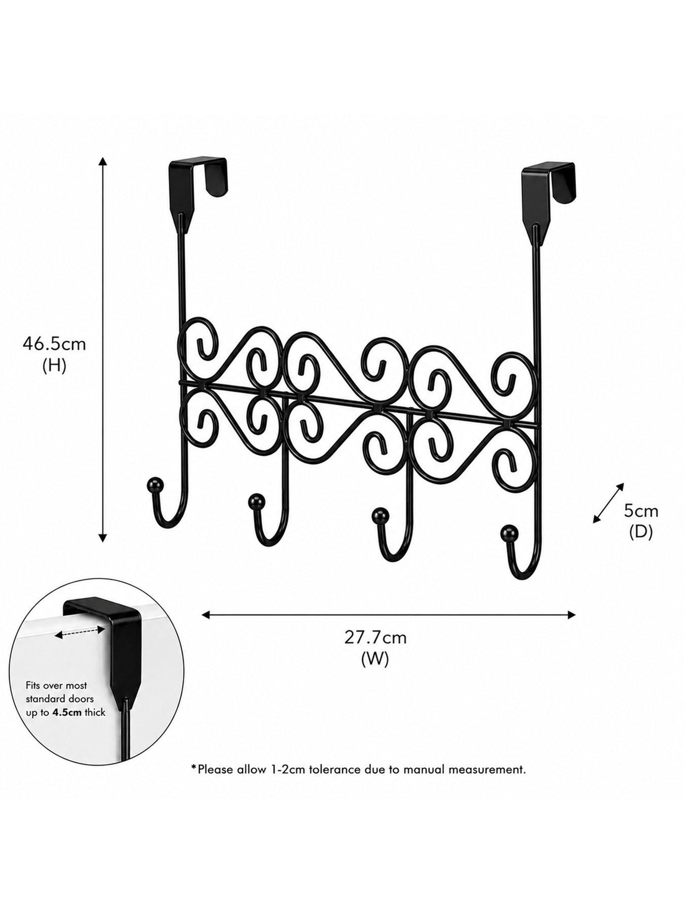 Image 3 of 3 of Showerdrape Showerdrape Swirls Black Over Door Storage Hooks