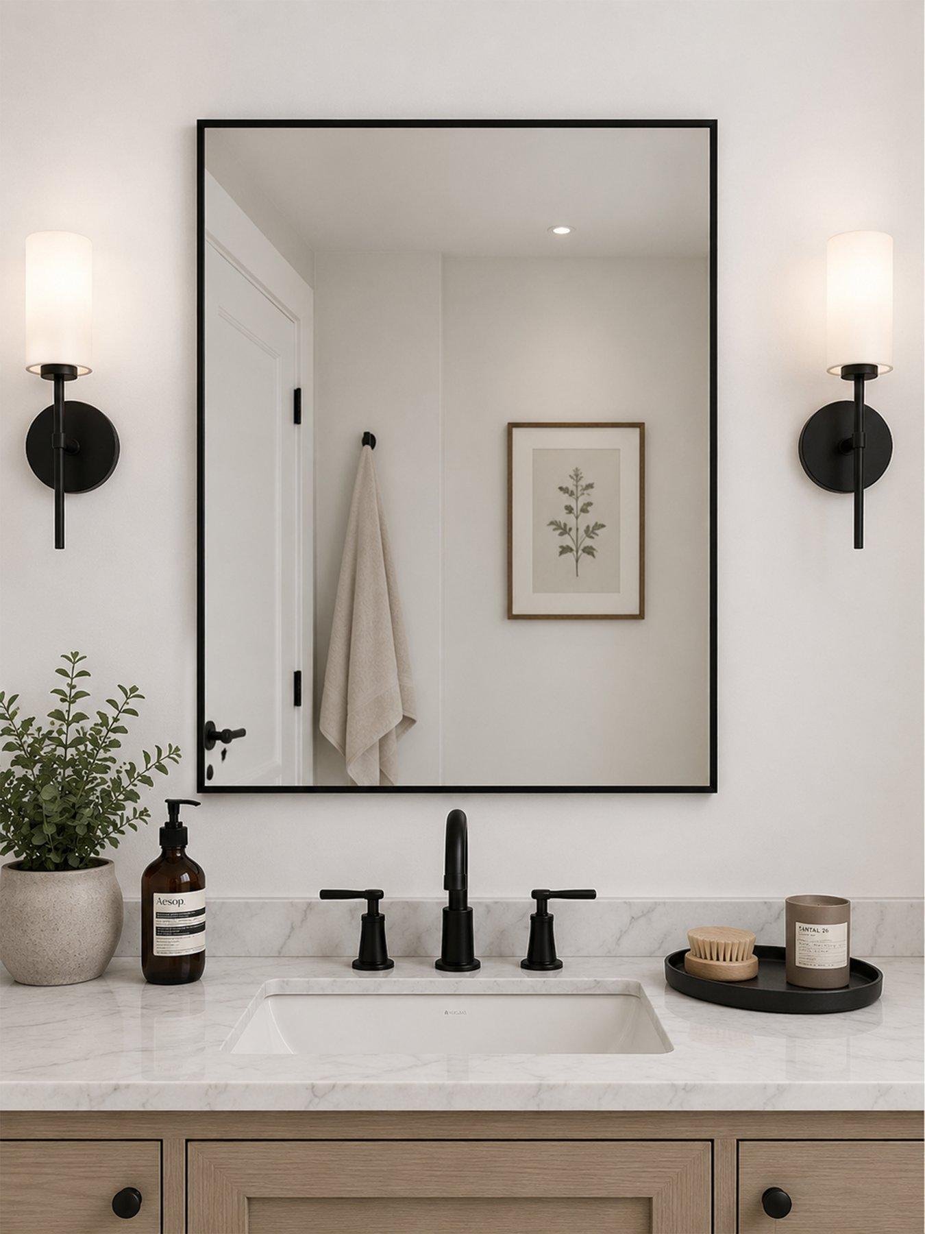 Showerdrape Showerdrape Bayswarer Brushed Black Framed Rectangular Mirror 60x45cm