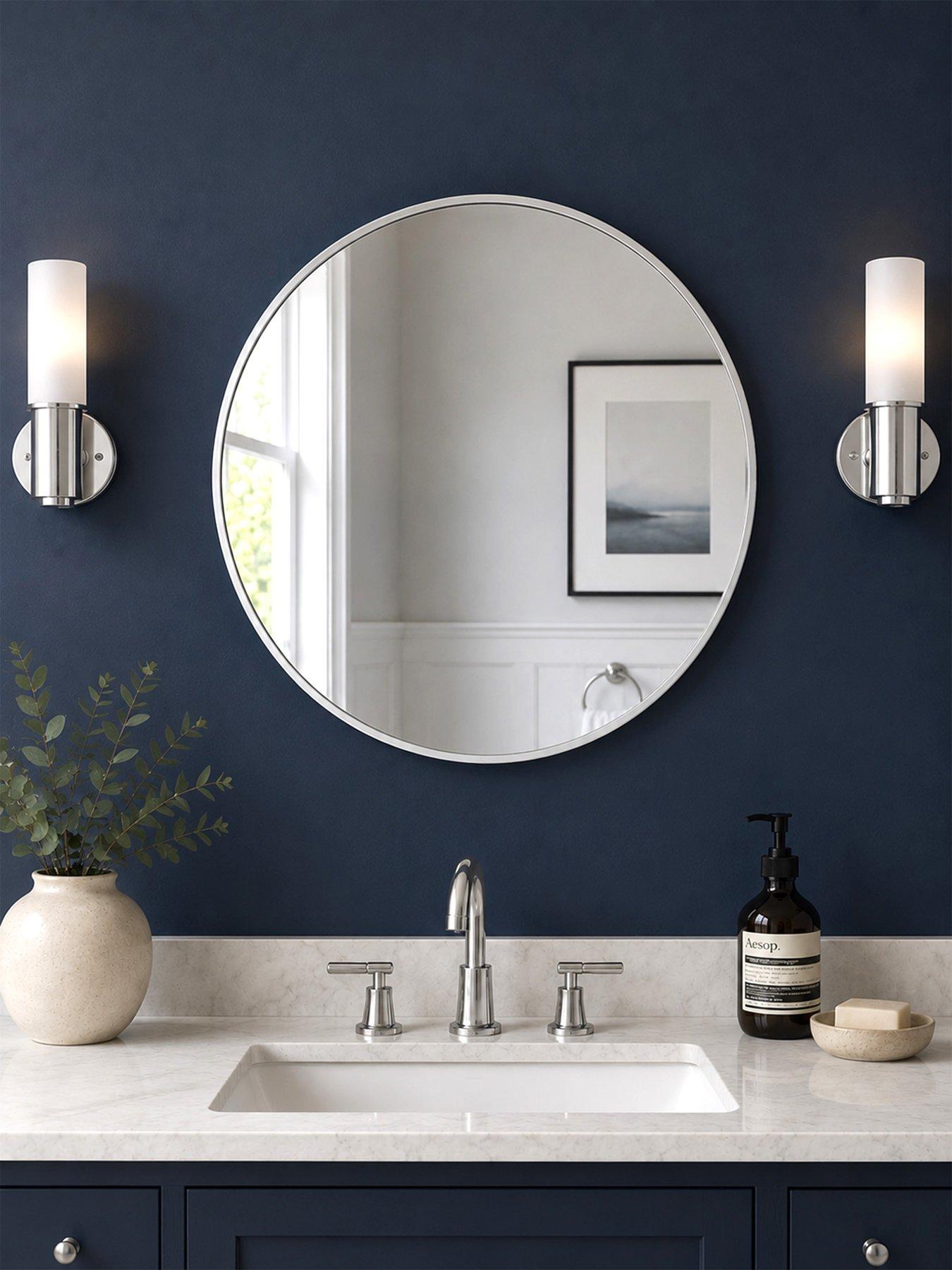 Showerdrape Showerdrape Woolwich Brushed Chrome Framed Round Mirror 45x45cm