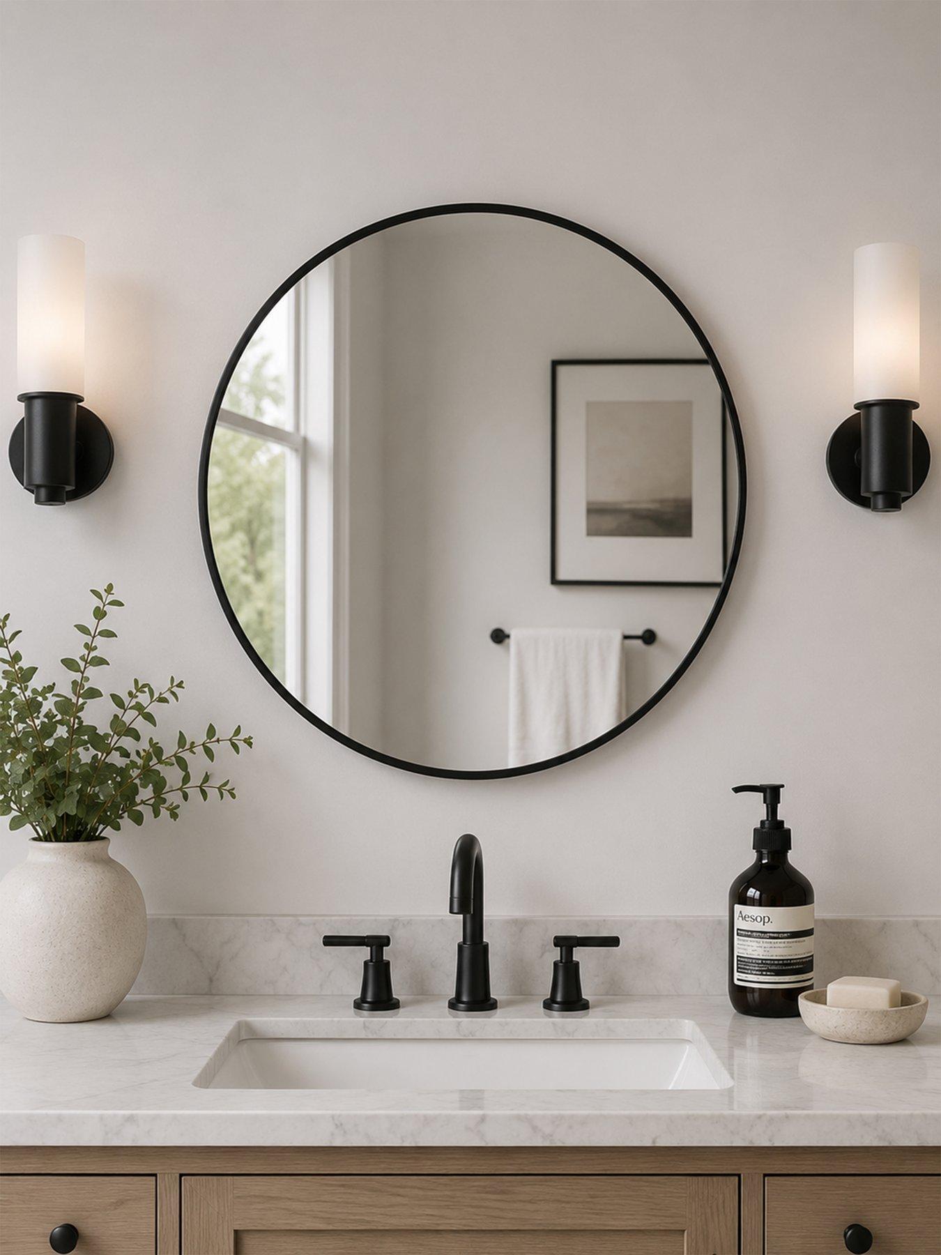 Showerdrape Showerdrape Woolwich Brushed Black Framed Round Mirror 45x45cm