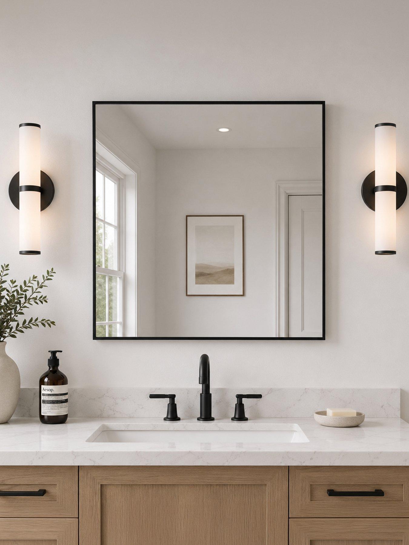 Showerdrape Showerdrape Paddington Brushed Black Framed Square Mirror 45x45cm