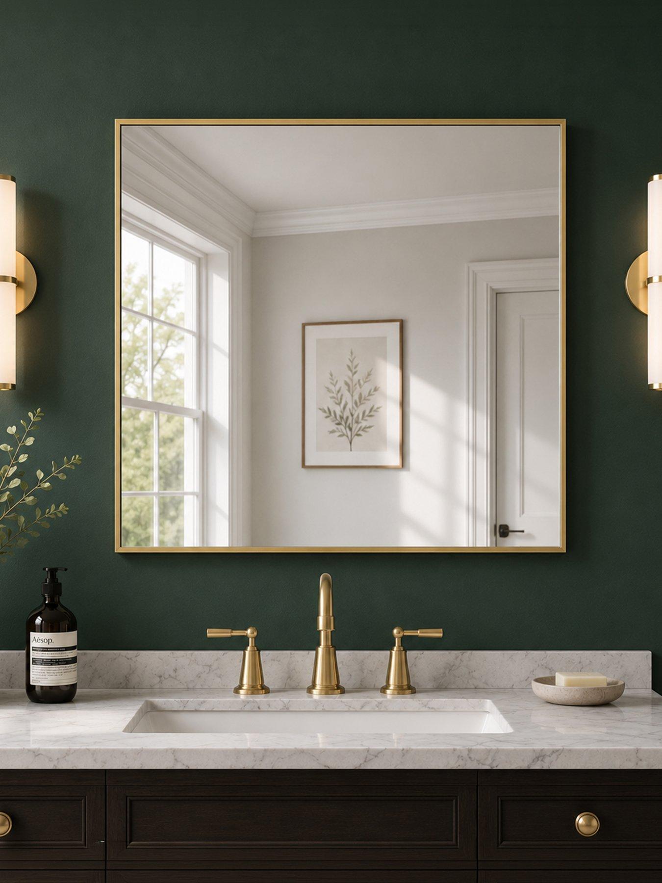 Showerdrape Showerdrape Paddington Brushed Gold Framed Square Mirror 45x45cm