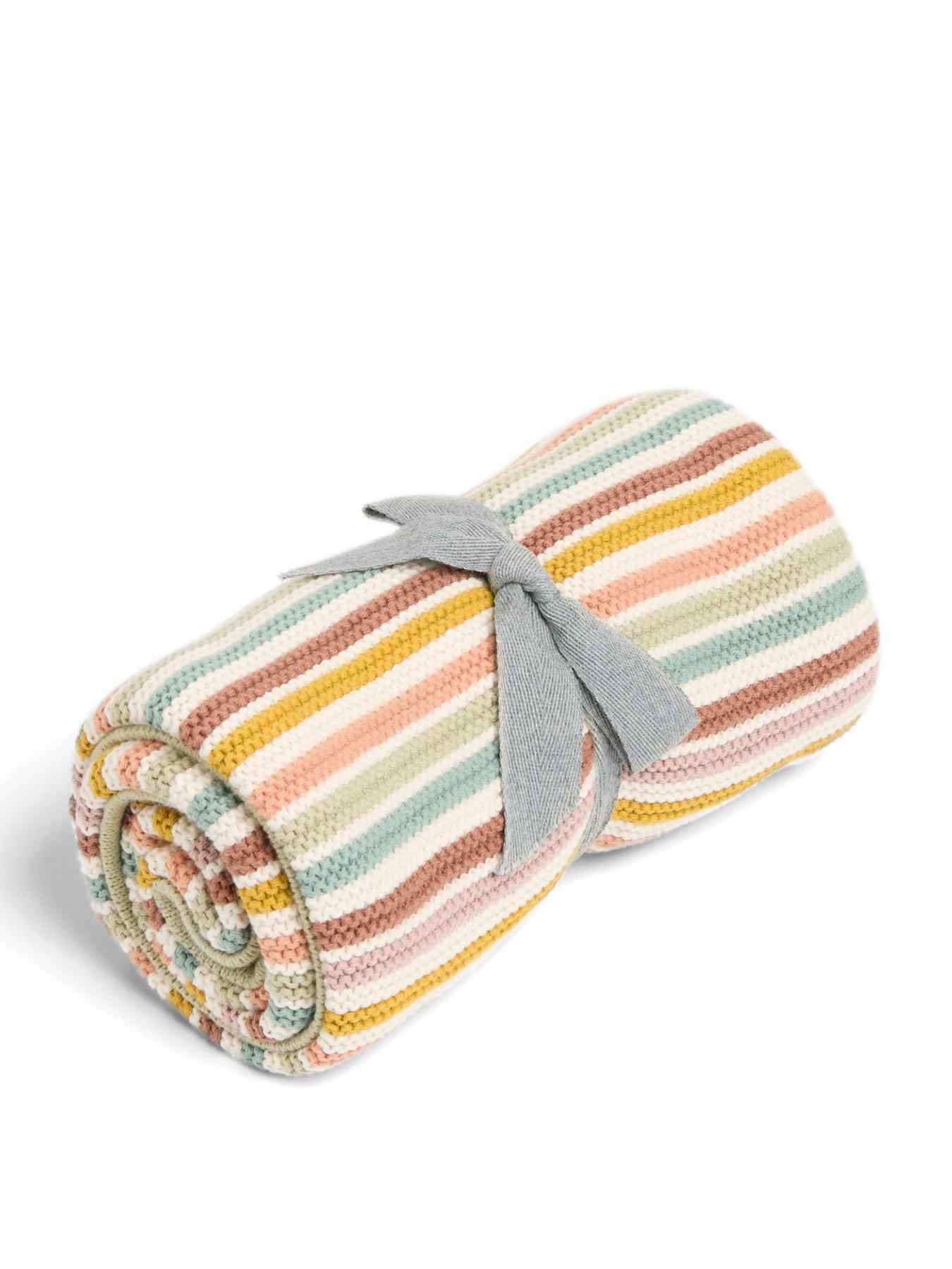 Image 2 of 4 of Mamas & Papas Knitted Blanket - Multi Colour Stripe
