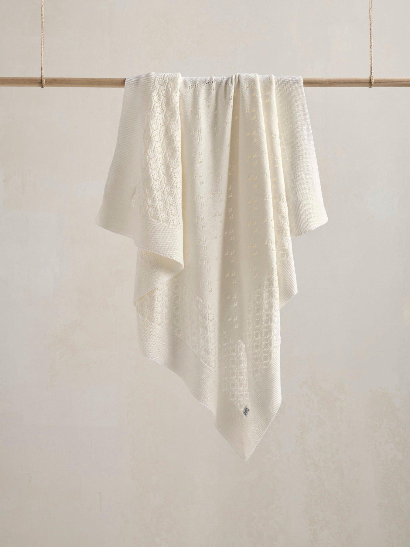 Mamas & Papas Knitted Blanket - Pointelle Cream in One Colour