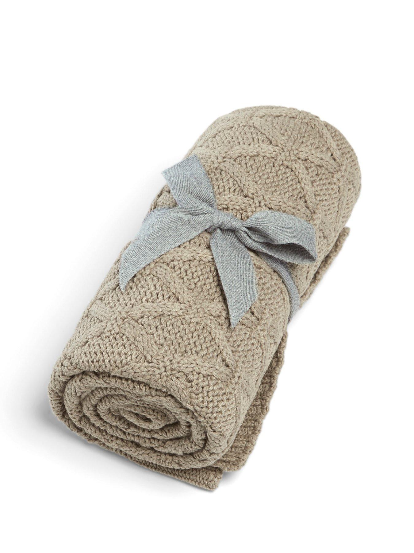 Image 3 of 7 of Mamas & Papas Knitted Blanket  - Diamond Mocha