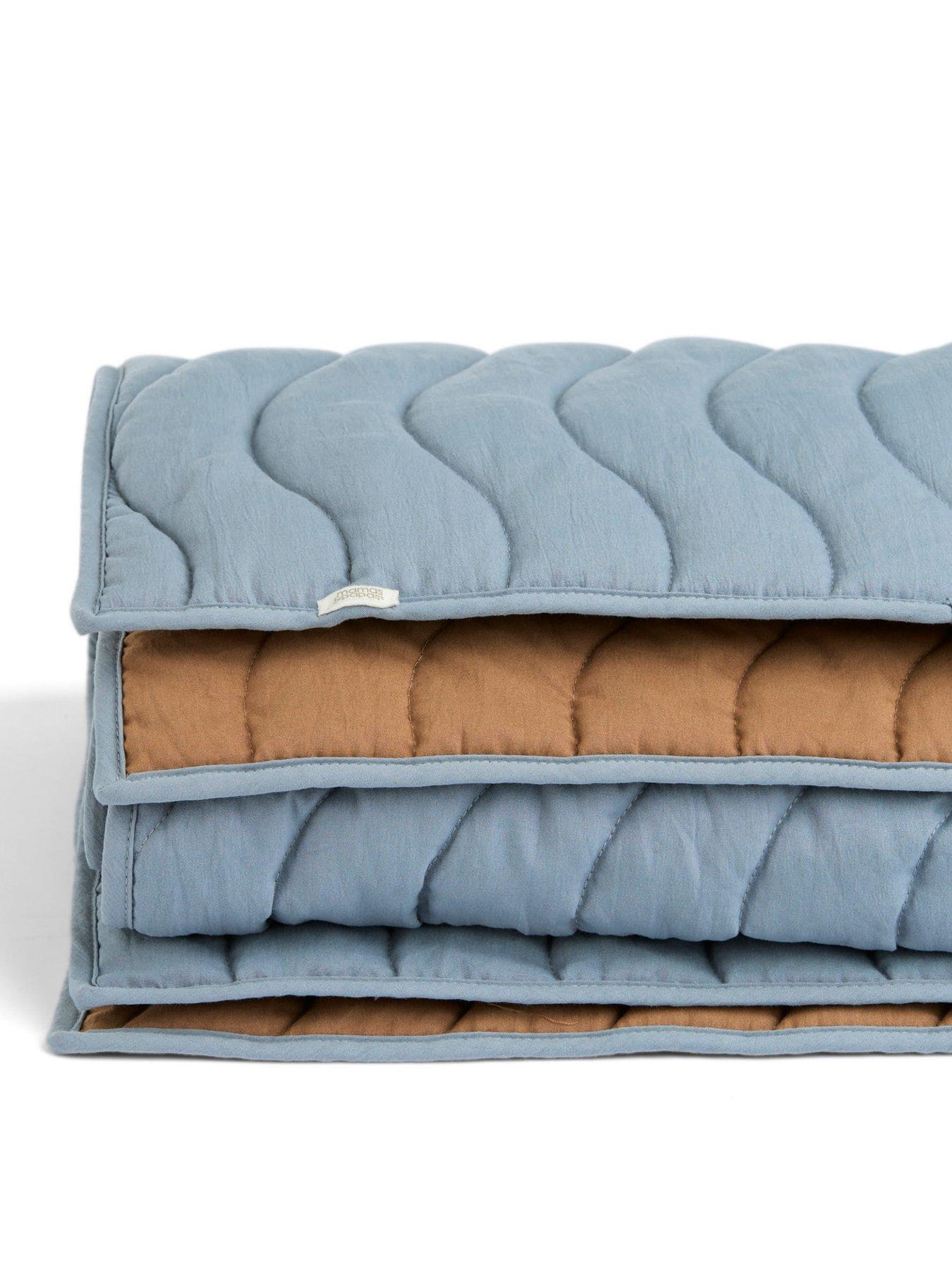 Image 4 of 5 of Mamas & Papas Cotbed/Cot Quilt - Blue Mustard Wave