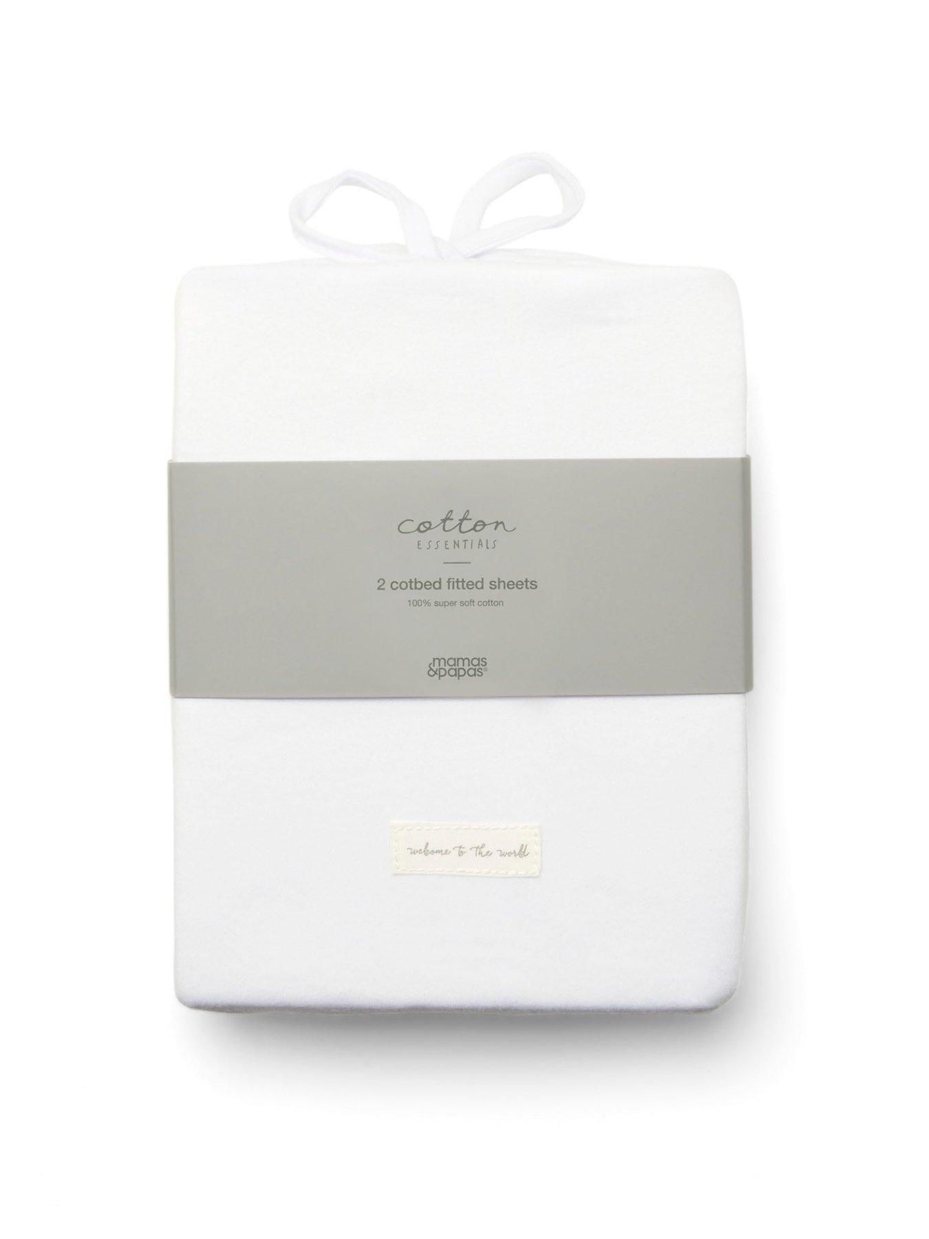Image 3 of 3 of Mamas & Papas 2 Cot Bed Fitted Sheets (70x142cm) - White