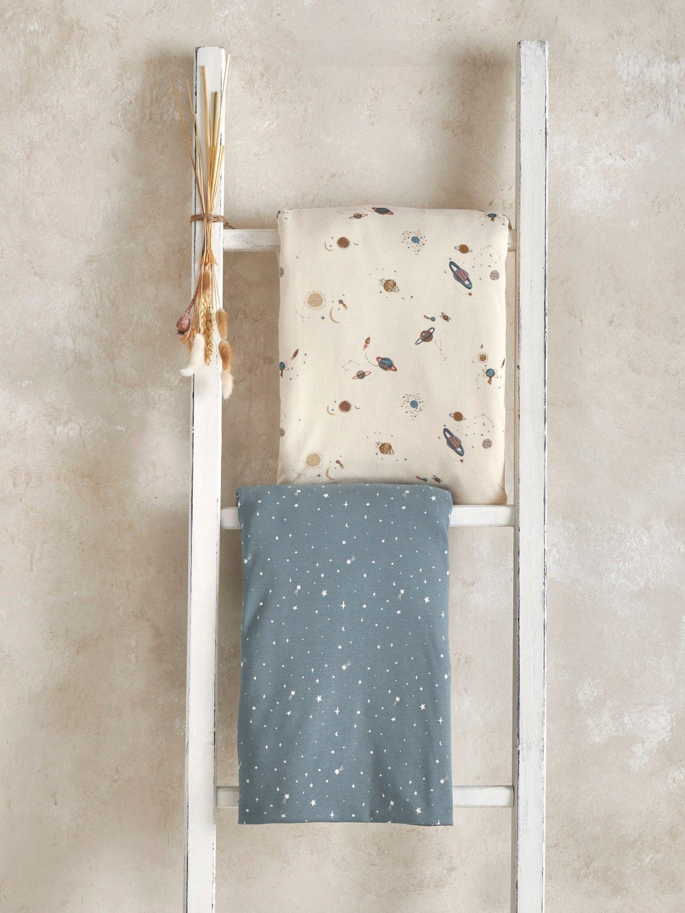 Image 1 of 5 of Mamas & Papas 2 Cot Bed Fitted Sheets - Planets