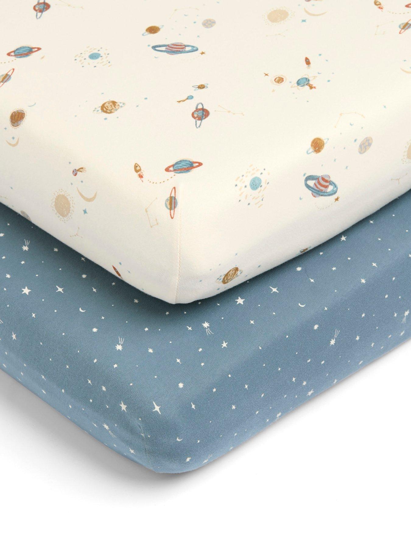 Image 3 of 5 of Mamas & Papas 2 Cot Bed Fitted Sheets - Planets