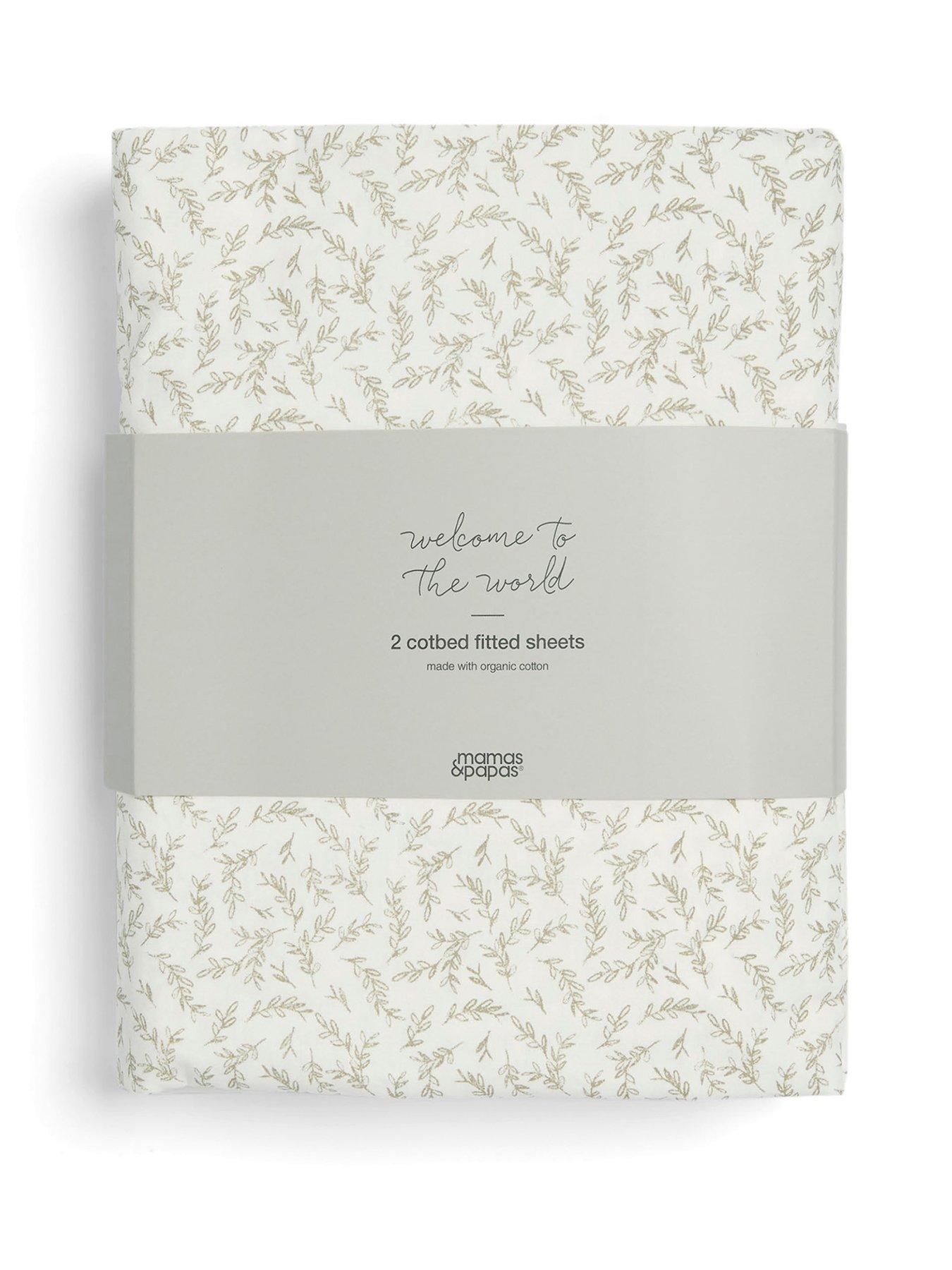 Image 2 of 5 of Mamas & Papas 2 Cot Bed Fitted Sheets - Seed/Leaf