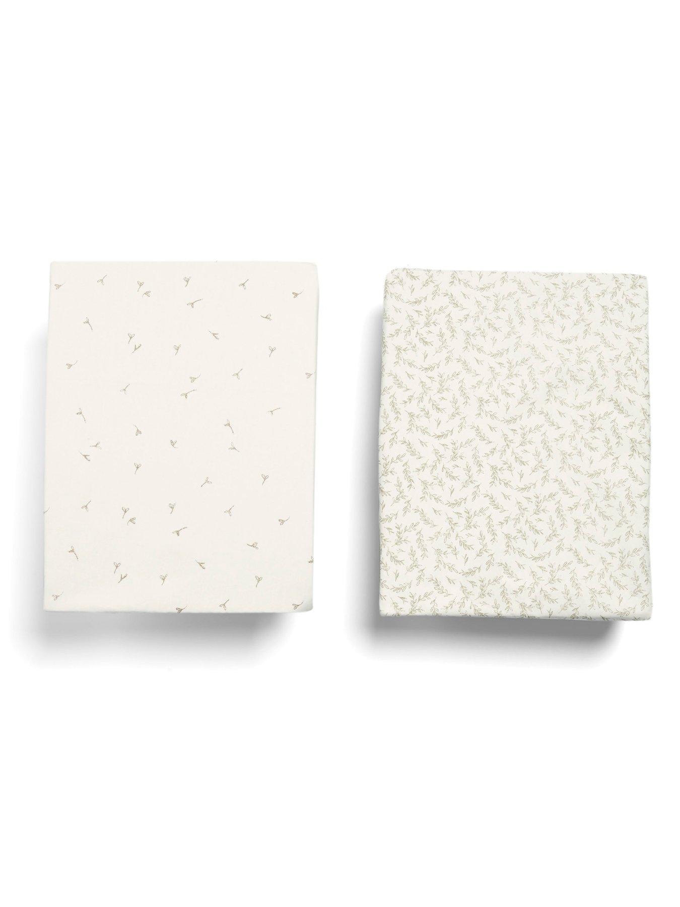Image 4 of 5 of Mamas & Papas 2 Cot Bed Fitted Sheets - Seed/Leaf