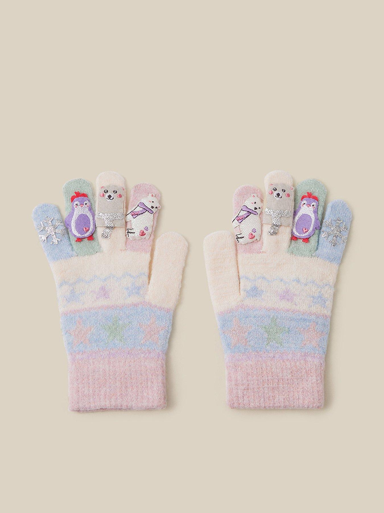 Image 1 of 2 of Monsoon Girls Frozen Novelty Cosy Knit Gloves - Blue