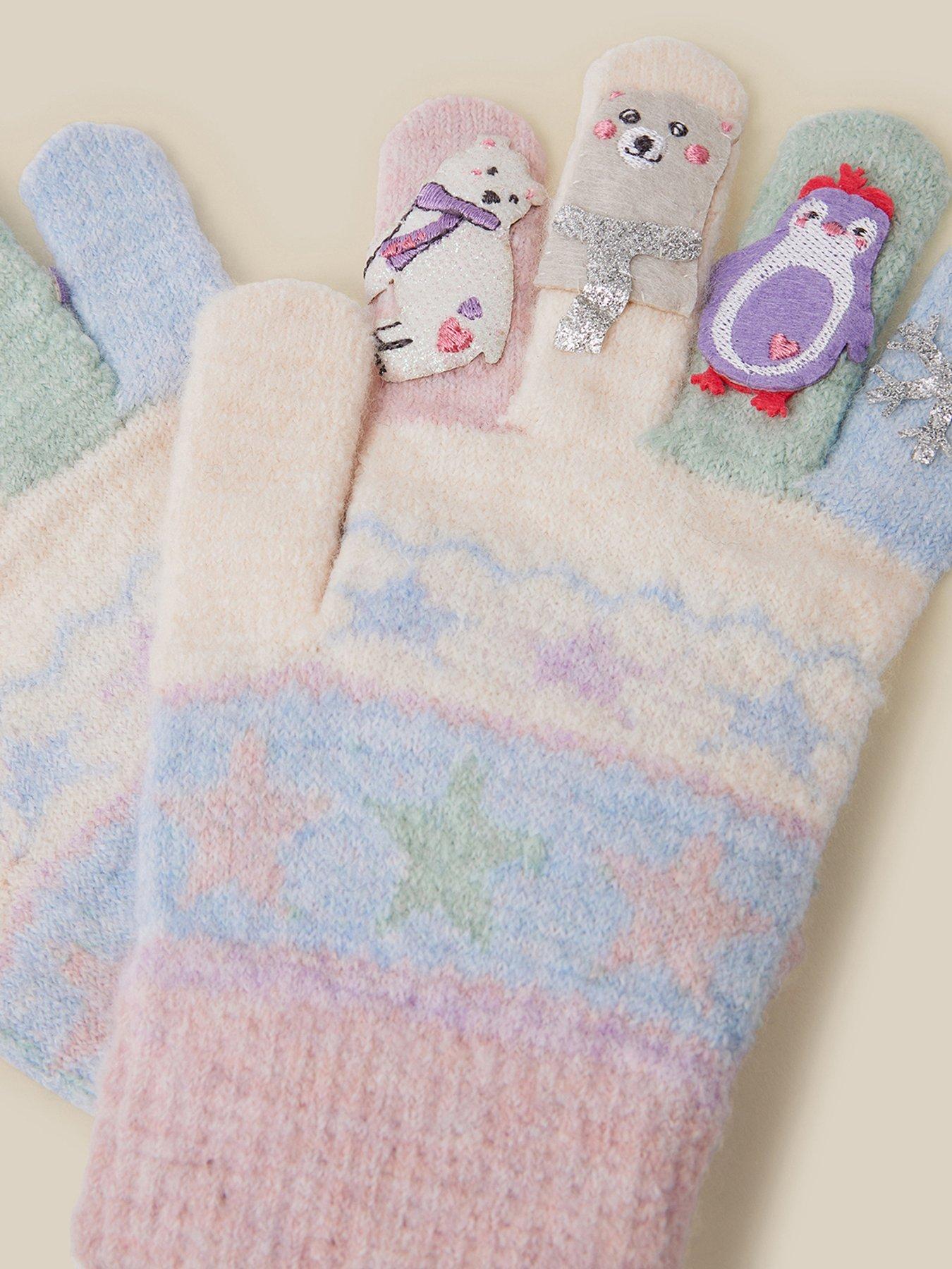 Image 2 of 2 of Monsoon Girls Frozen Novelty Cosy Knit Gloves - Blue