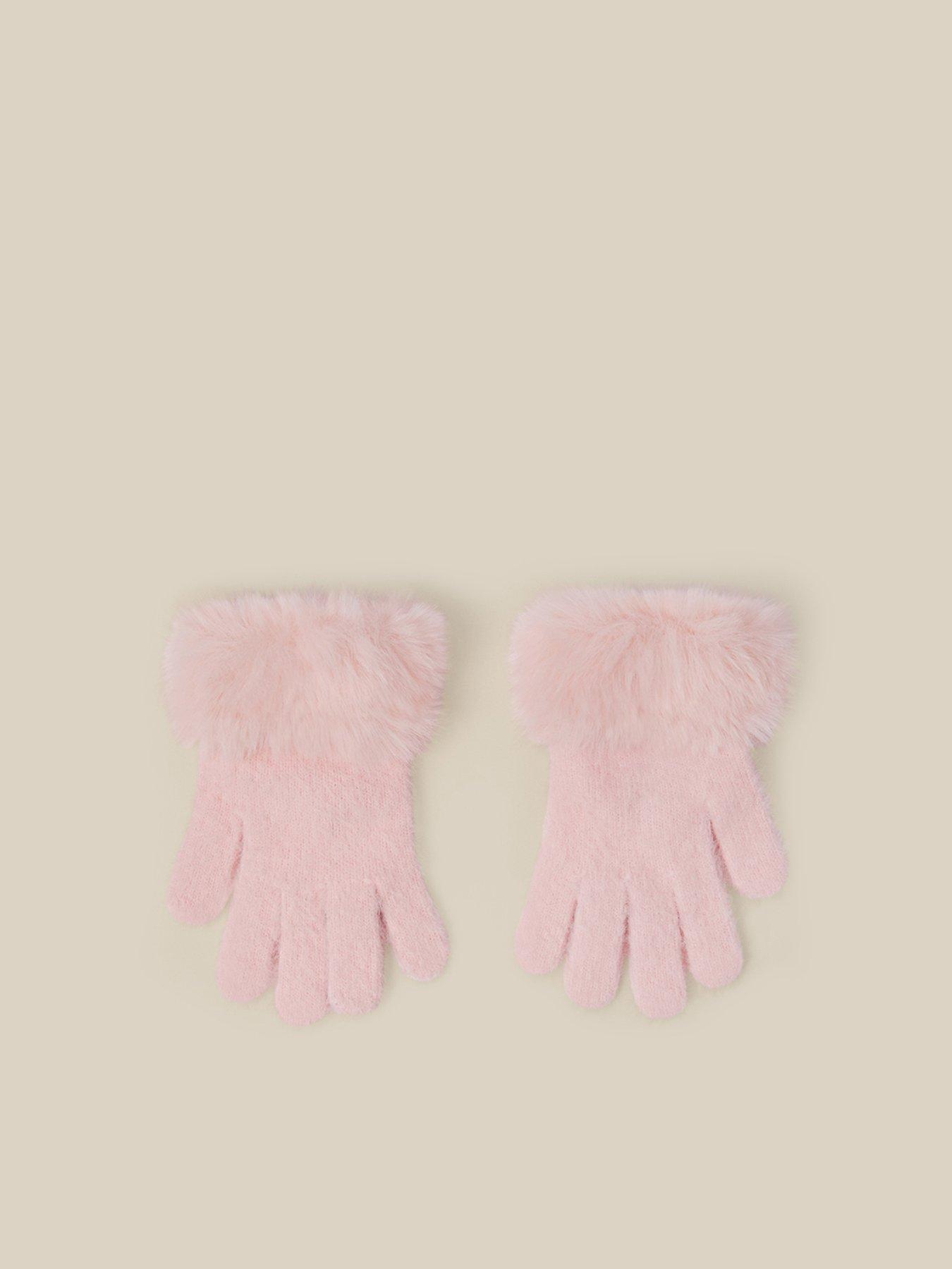 Image 2 of 3 of Monsoon Girls Pearly Diamante Glam Gloves - Pink