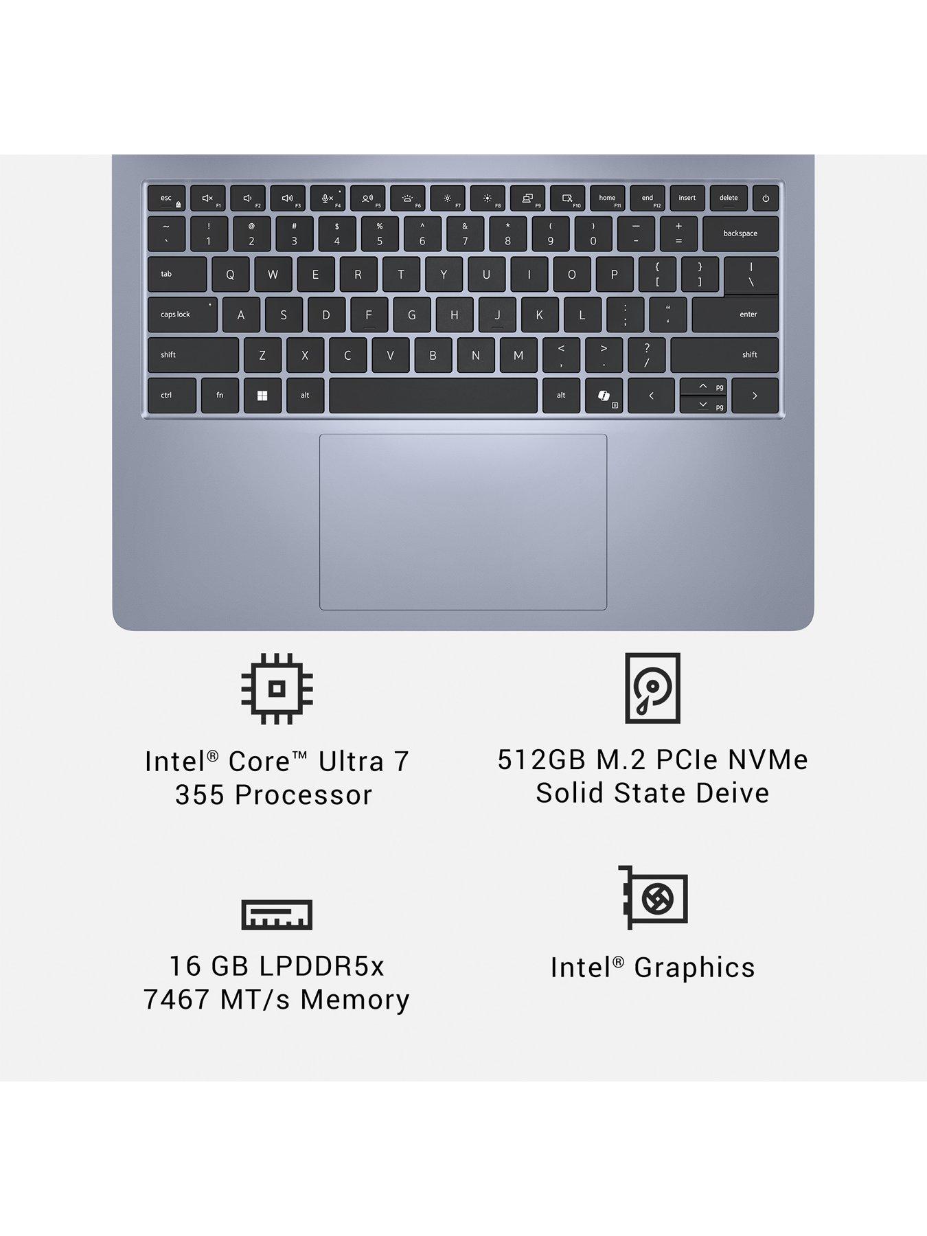 Image 6 of 7 of Dell 16S Laptop DS16260 - Copilot+ PC - Intel Core Ultra 7, 16GB RAM, 512GB SSD, 16in OLED QHD+, Blue - No Power Adaptor Included