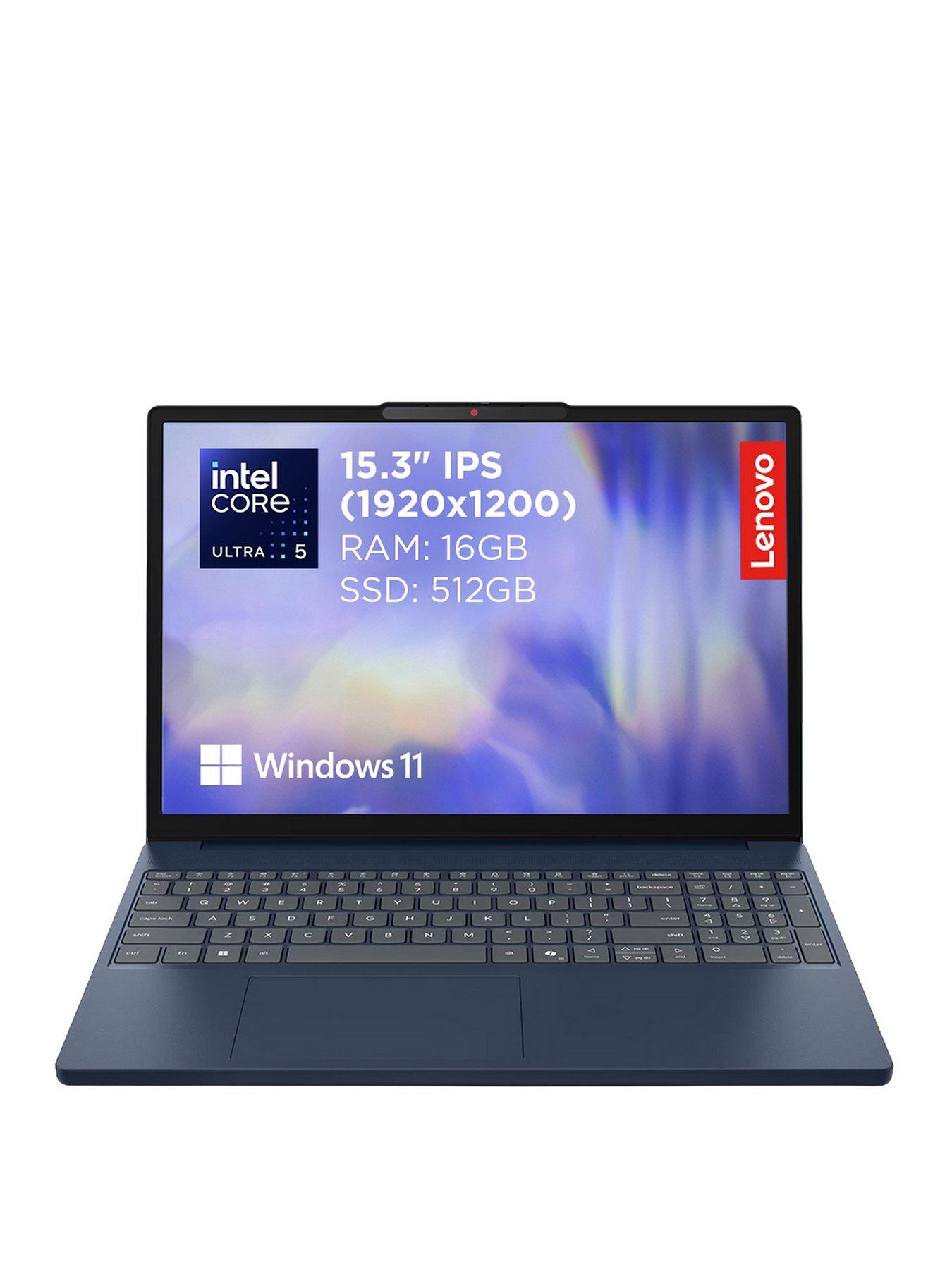 Image 1 of 7 of Lenovo IdeaPad Slim 3 15.3in Laptop - Copilot+ PC - Intel Core Ultra 5, 16GB RAM, 512GB SSD, WUXGA IPS, Blue - No Power Adaptor Included