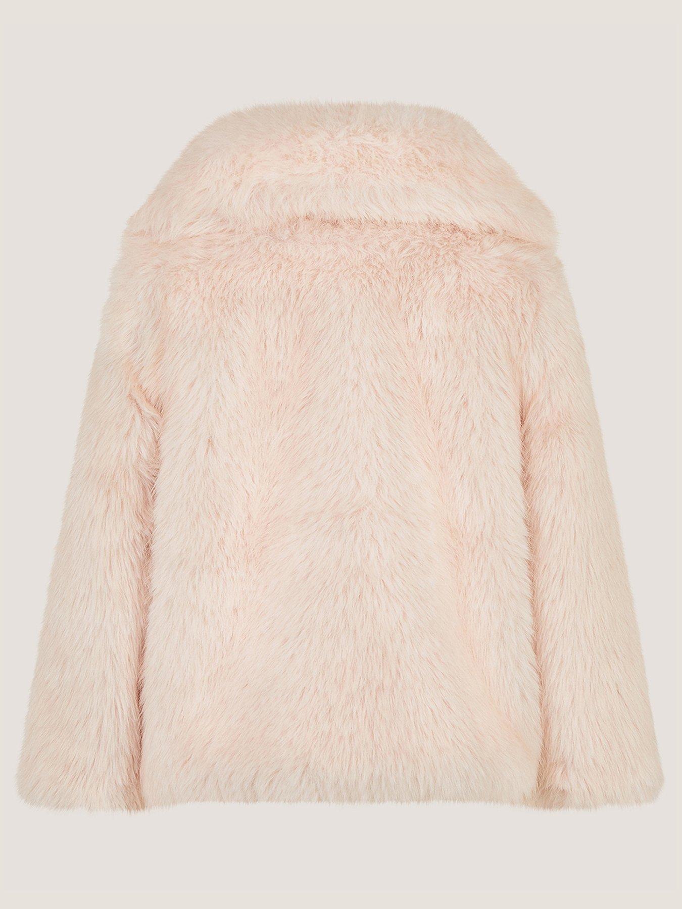 Image 3 of 4 of Monsoon Girls Faux Fur Butterfly Trim Jacket - Pink